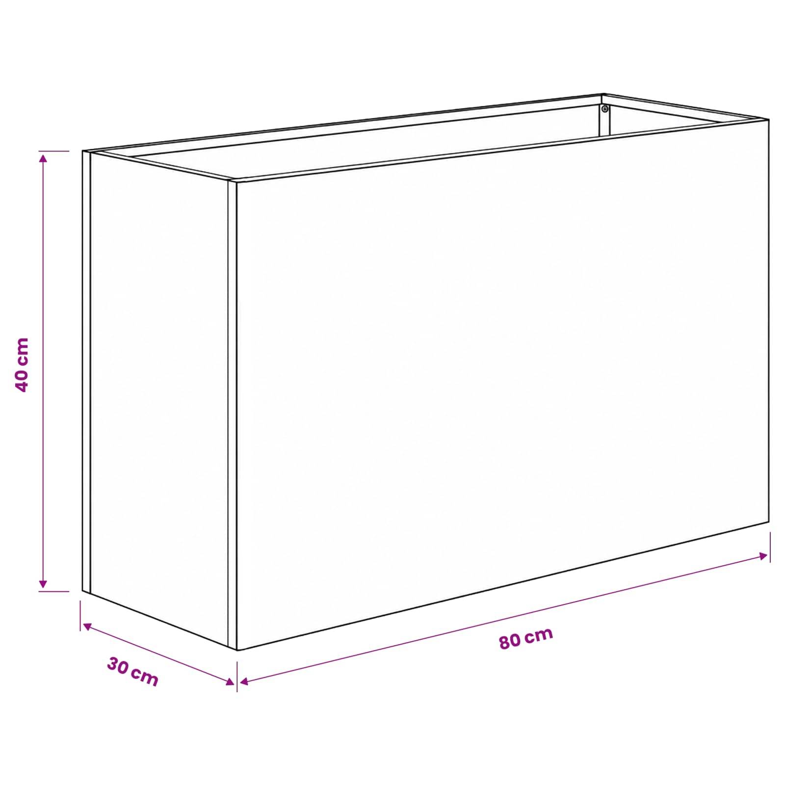 vidaXL Garten-Pflanzgefäß Weiß 80 x 30 x 40 cm Kaltgewalzter Stahl