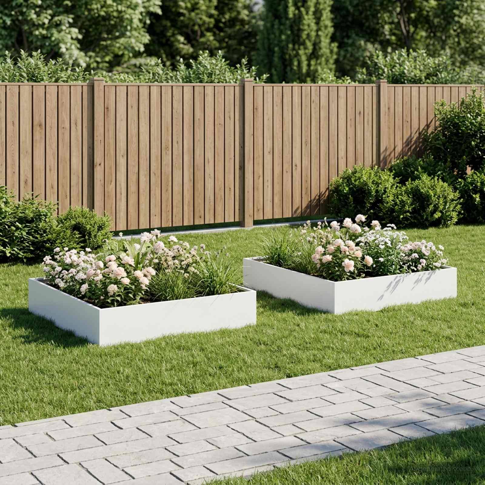 vidaXL Garten-Pflanzgefäß 2 Stk. Weiß 80 x 80 x 20 cm