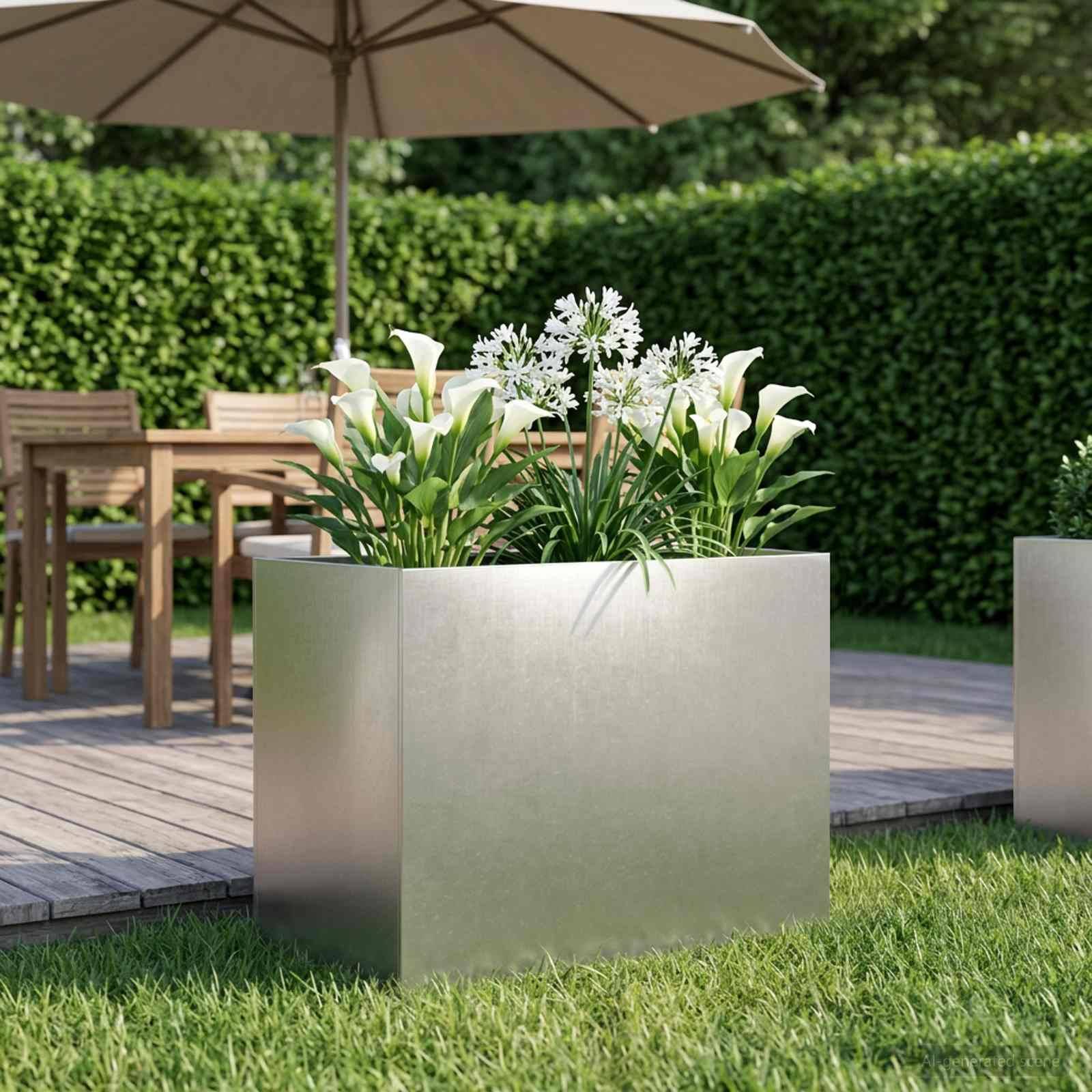 vidaXL Garten-Pflanzgefäß Silber 60 x 40 x 50 cm Edelstahl