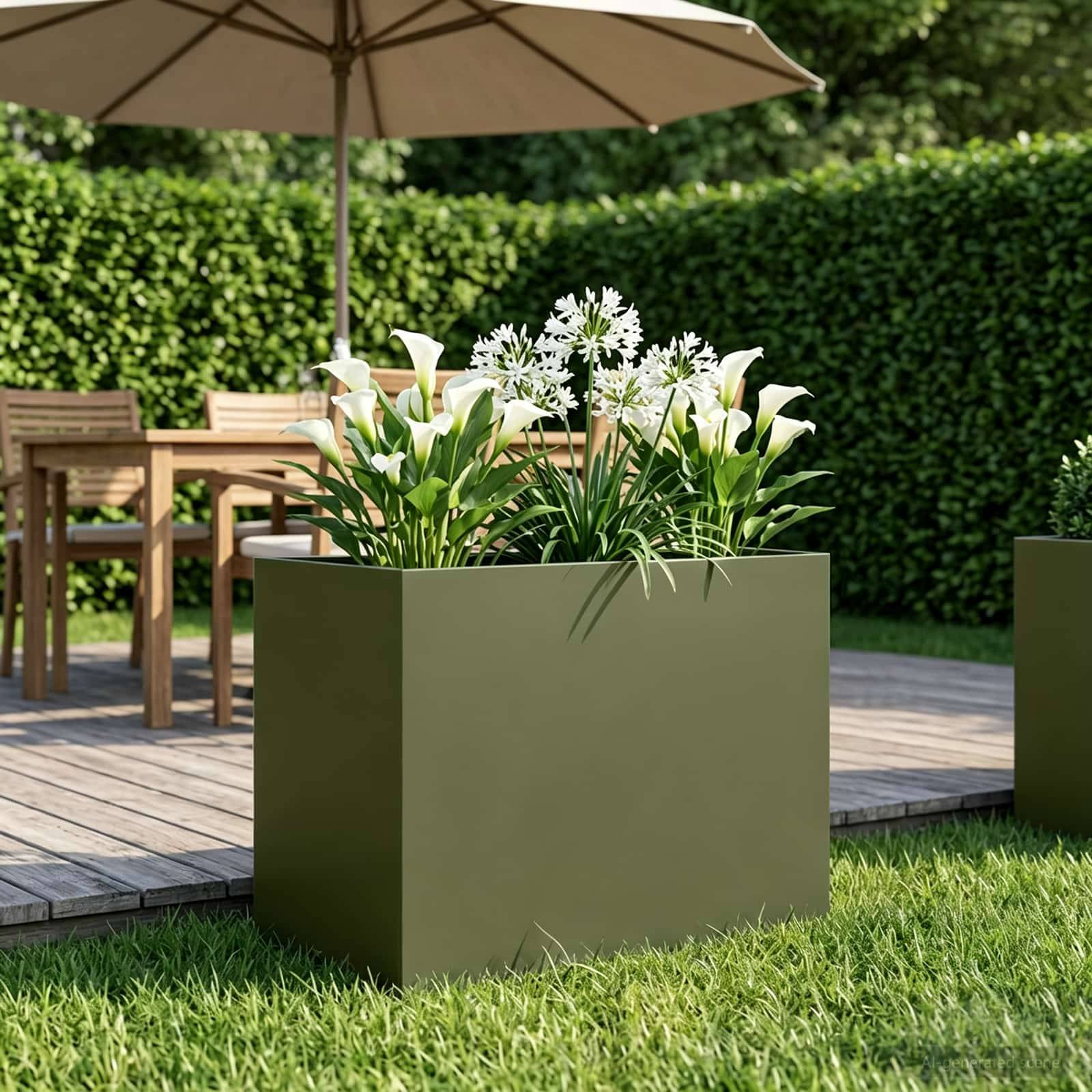 vidaXL Garten-Pflanzgefäß Olivgrün 60 x 40 x 50 cm Kaltgewalzter Stahl