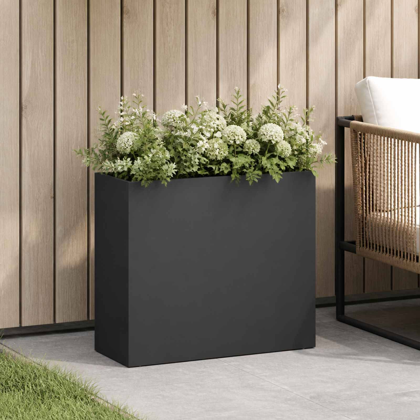 vidaXL Garten-Pflanzgefäß Schwarz 50 x 20 x 40 cm Kaltgewalzter Stahl