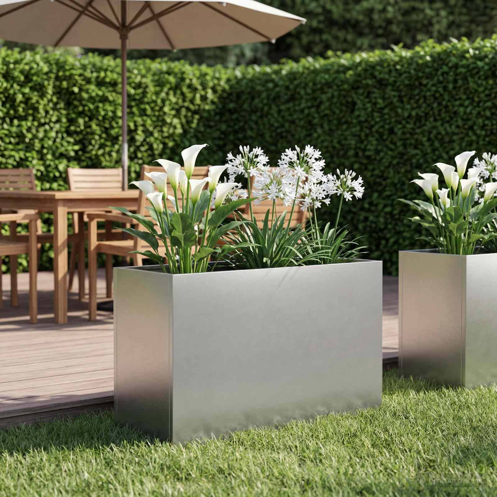 vidaXL Garten-Pflanzgefäß Silber 80 x 30 x 40 cm Edelstahl