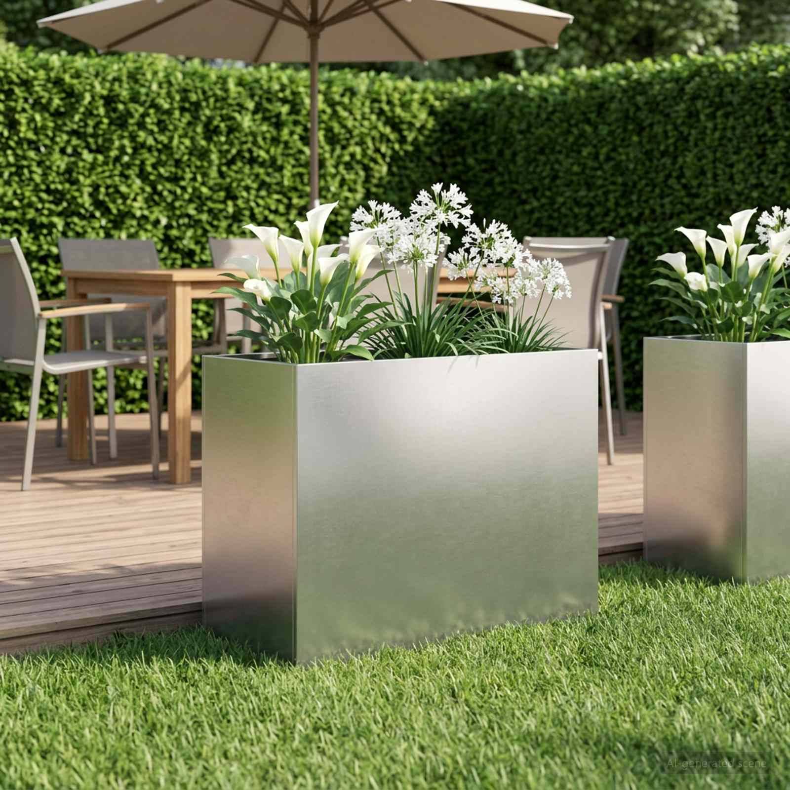 vidaXL Garten-Pflanzgefäß Silber 60 x 30 x 40 cm Edelstahl