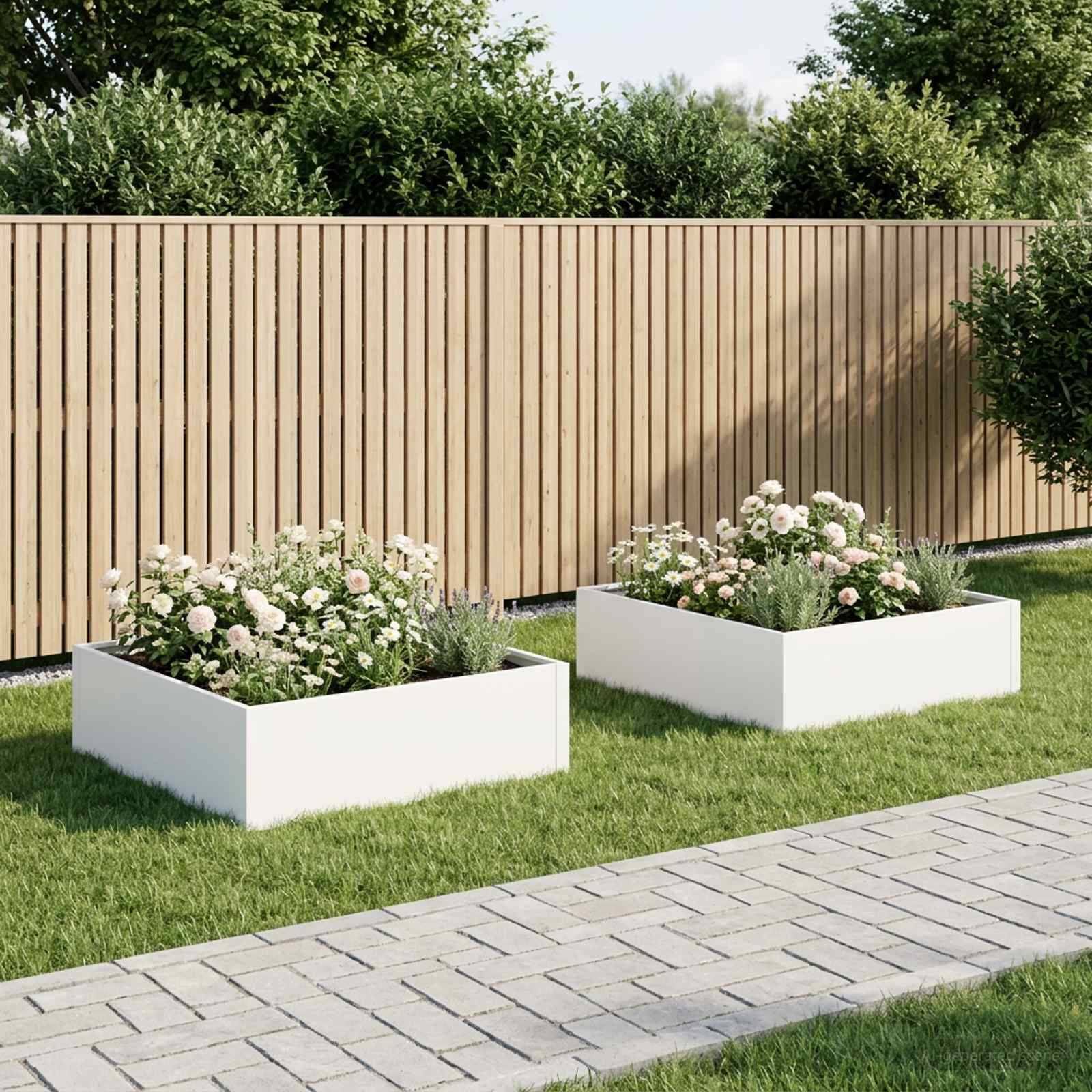 vidaXL Garten-Pflanzgefäß 2 Stk. Weiß 80 x 80 x 30 cm