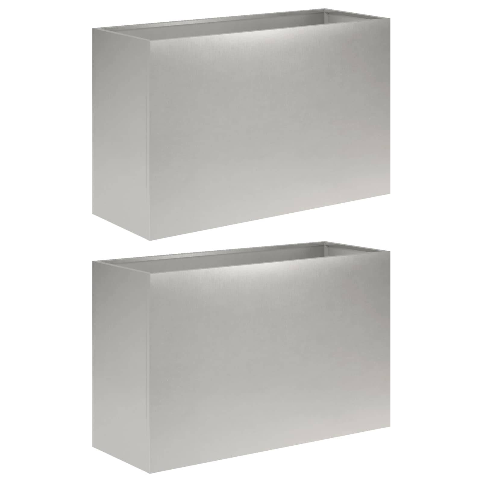 vidaXL Garten-Pflanzgefäß 2 Stk. Silber 80 x 40 x 50 cm Edelstahl