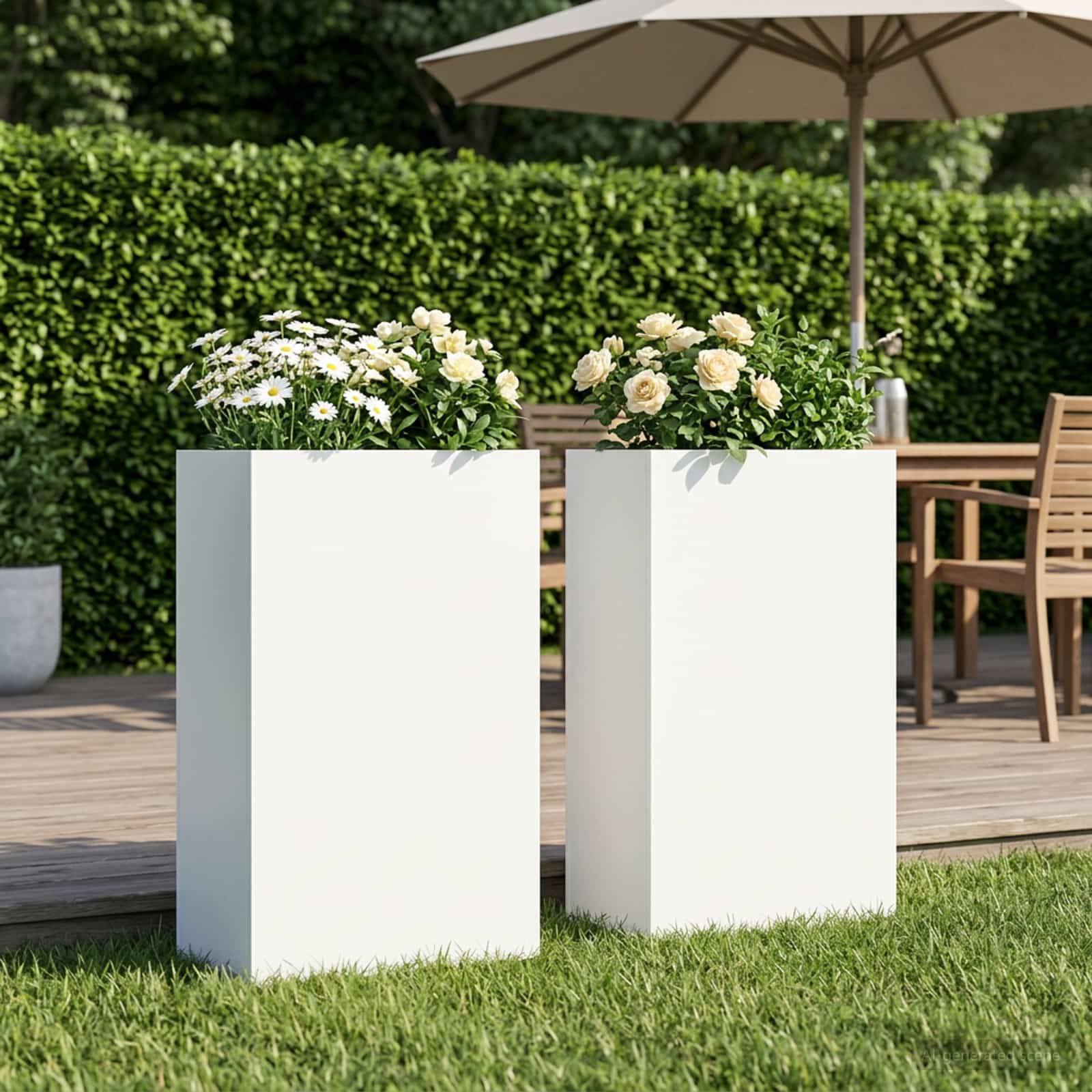 vidaXL Garten-Pflanzgefäß 2 stk. Weiß 40 x 20 x 75 cm