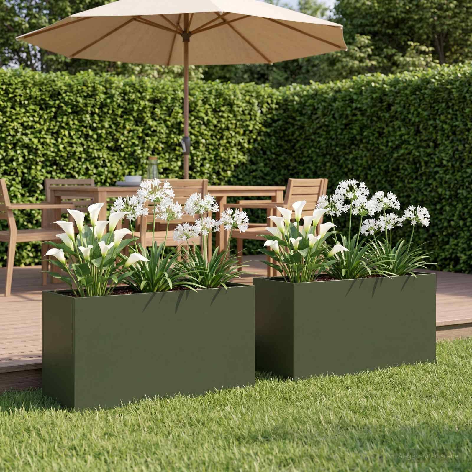 vidaXL Garten-Pflanzgefäß 2 stk. Olivgrün 80 x 40 x 50 cm