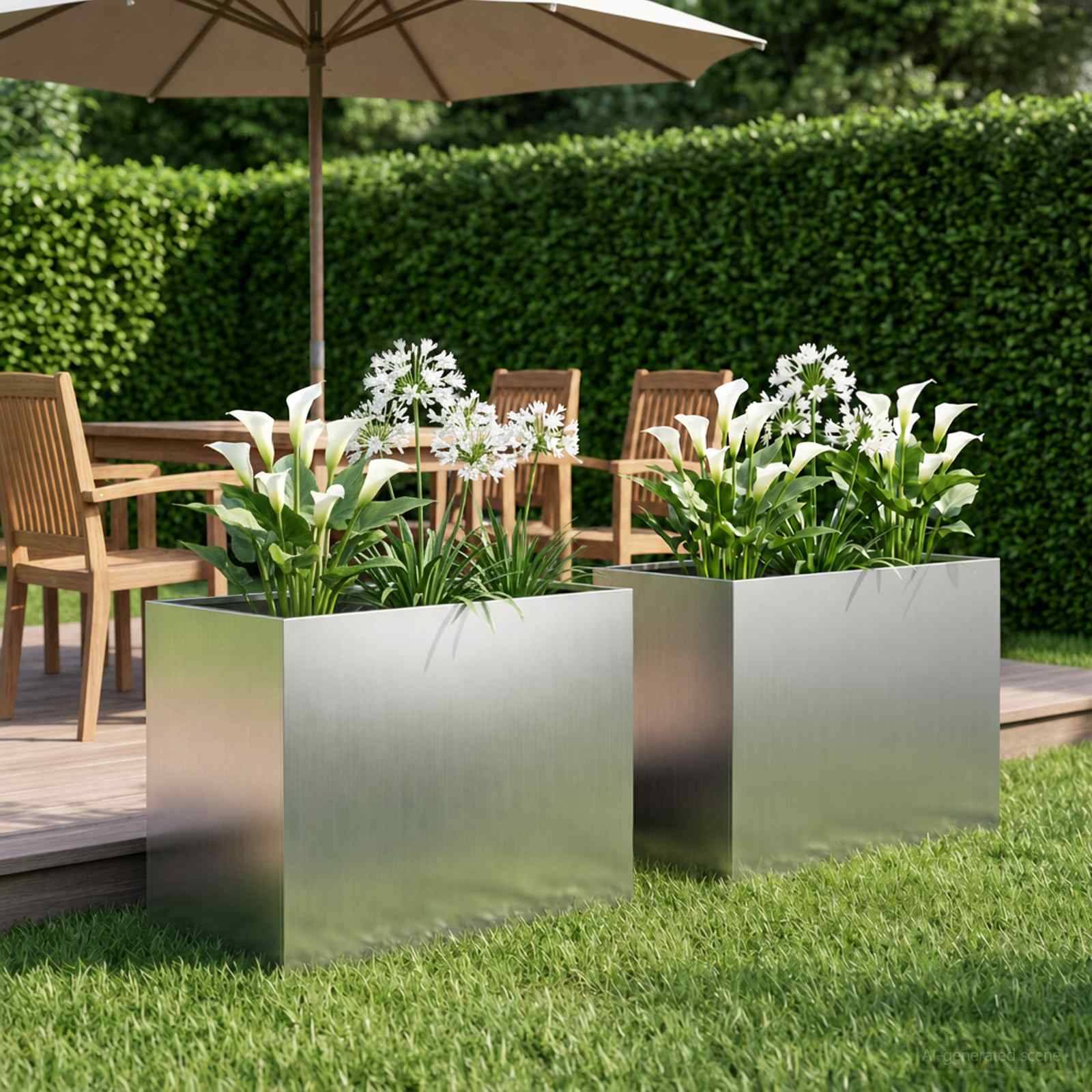 vidaXL Garten-Pflanzgefäß 2 Stk. Silber 50 x 40 x 50 cm
