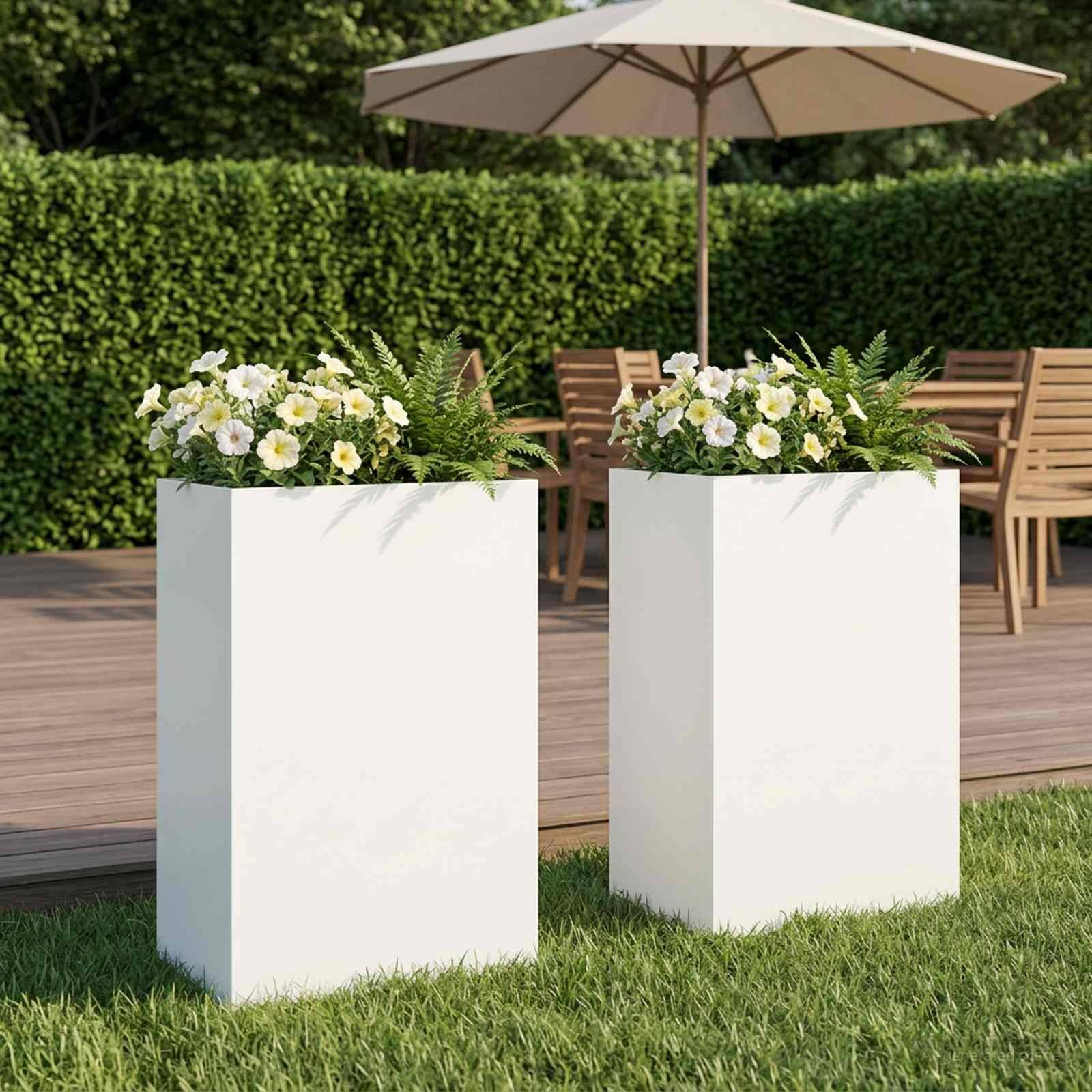 vidaXL Garten-Pflanzgefäß 2 Stk. Weiß 50 x 40 x 75 cm