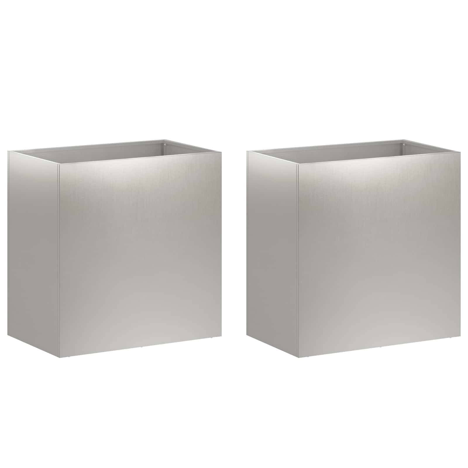 vidaXL Garten-Pflanzgefäß 2 Stk. Silber 50 x 30 x 50 cm Edelstahl