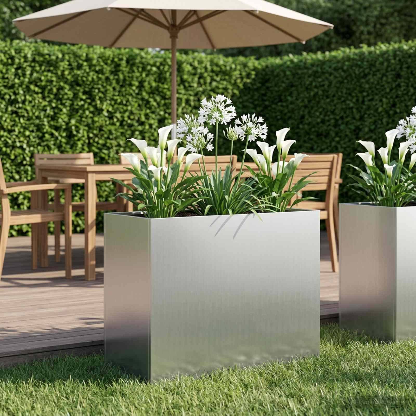 vidaXL Garten-Pflanzgefäß Silber 60 x 30 x 40 cm Verzinkter Stahl