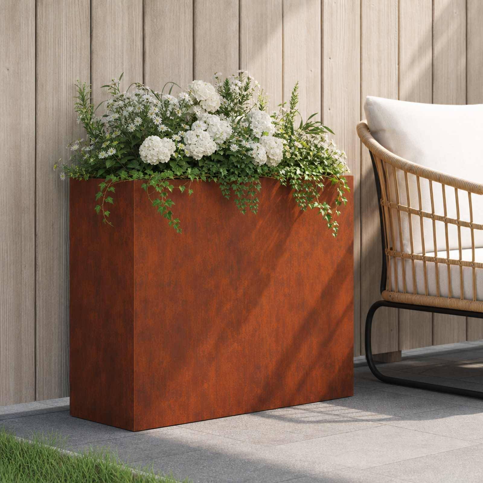 vidaXL Garten-Pflanzgefäß Rostoptik 50 x 20 x 40 cm Wetterfeststahl
