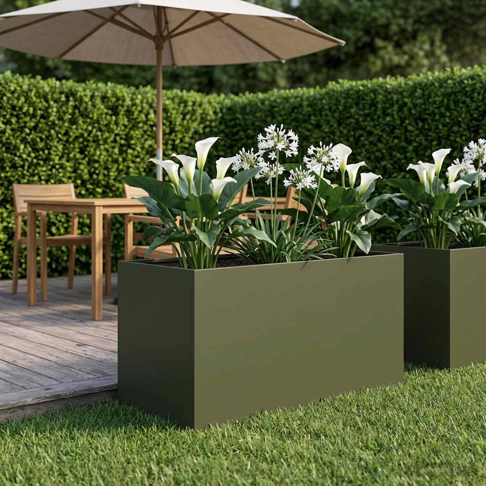 vidaXL Garten-Pflanzgefäß Olivgrün 100 x 50 x 50 cm