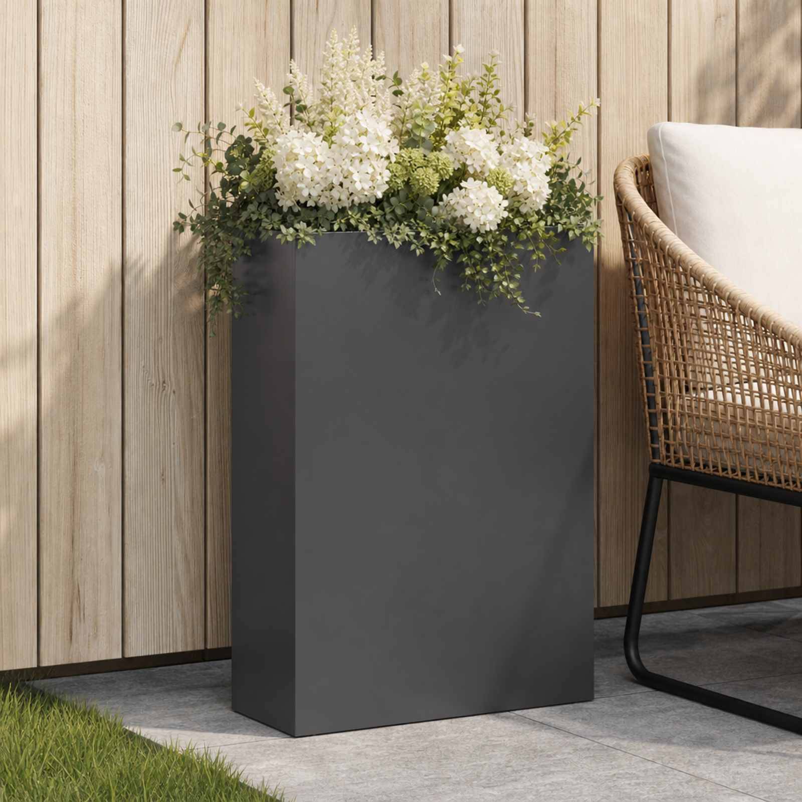 vidaXL Garten-Pflanzgefäß Schwarz 50 x 20 x 75 cm Kaltgewalzter Stahl