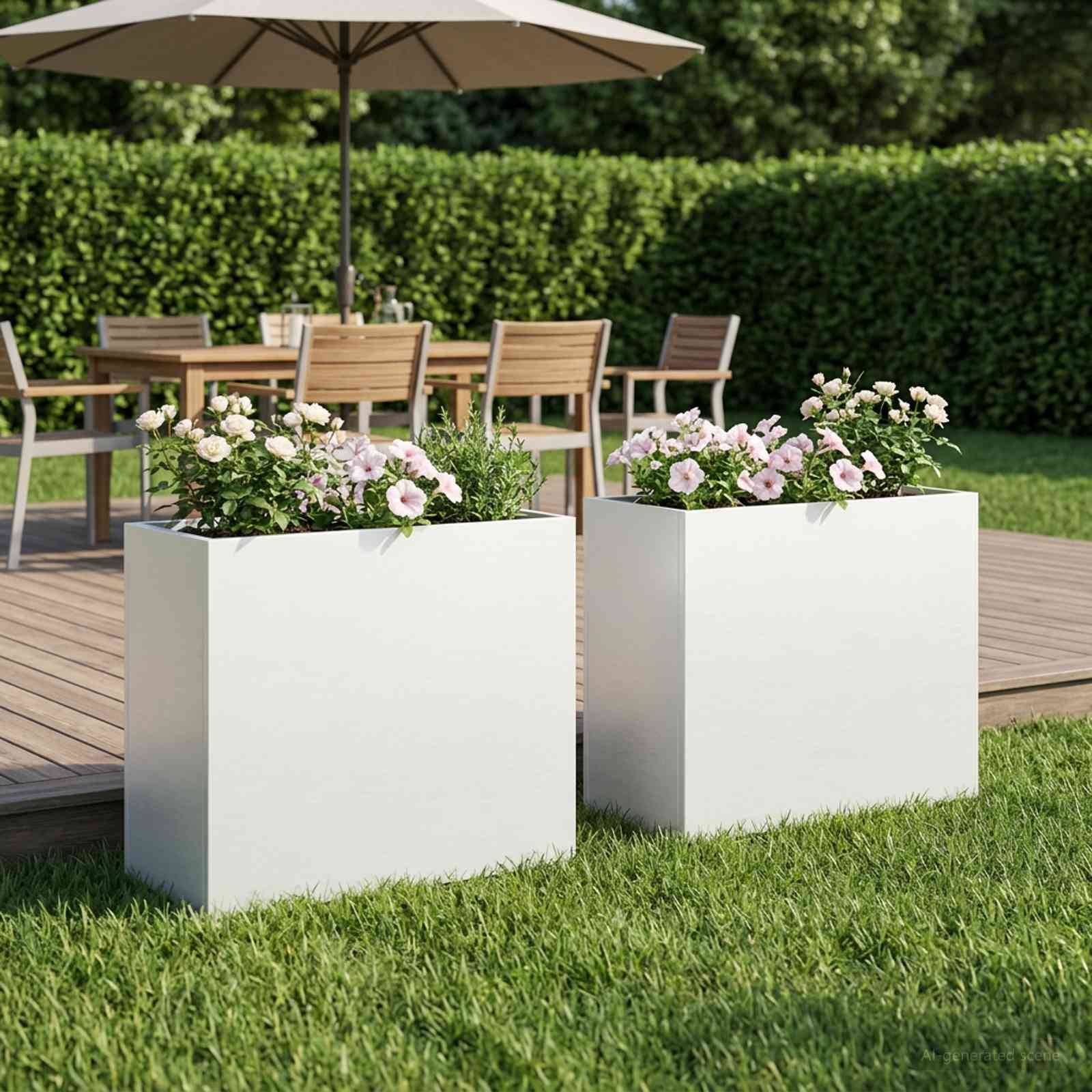 vidaXL Garten-Pflanzgefäß 2 Stk. Weiß 50 x 20 x 40 cm