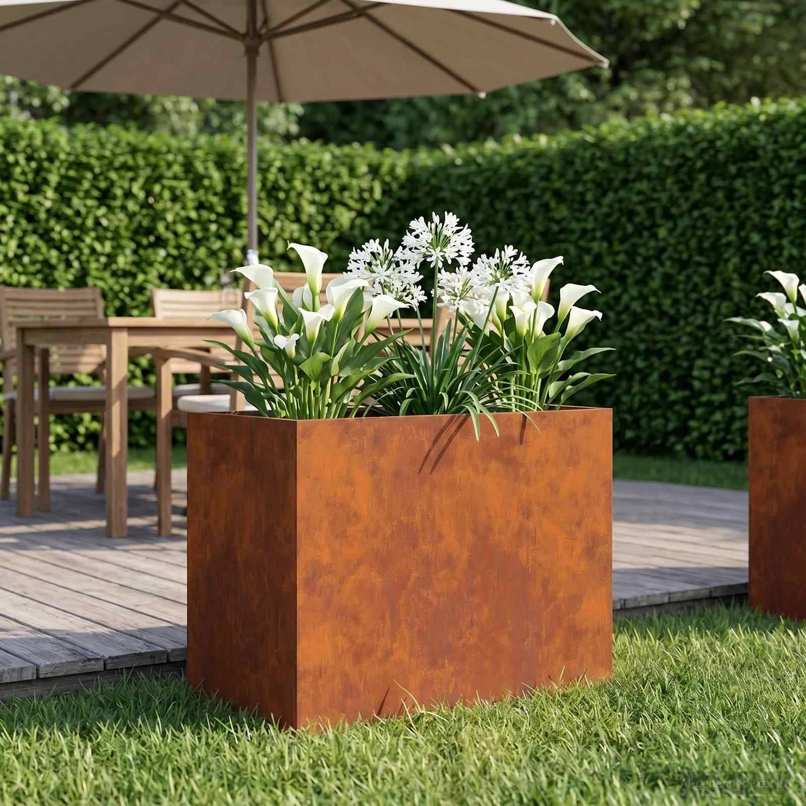 vidaXL Garten-Pflanzgefäß Rostoptik 60 x 40 x 50 cm Wetterfeststahl