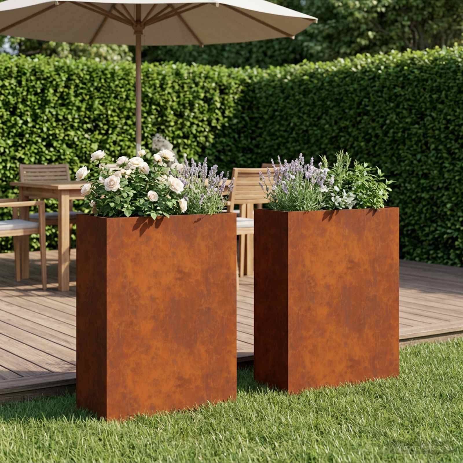 vidaXL Garten-Pflanzgefäß 2 Stk. Rostoptik 40 x 20 x 75 cm