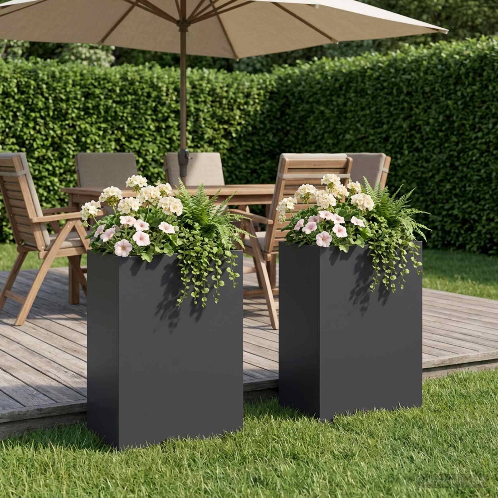 vidaXL Garten-Pflanzgefäß 2 Stk. Schwarz 50 x 40 x 75 cm