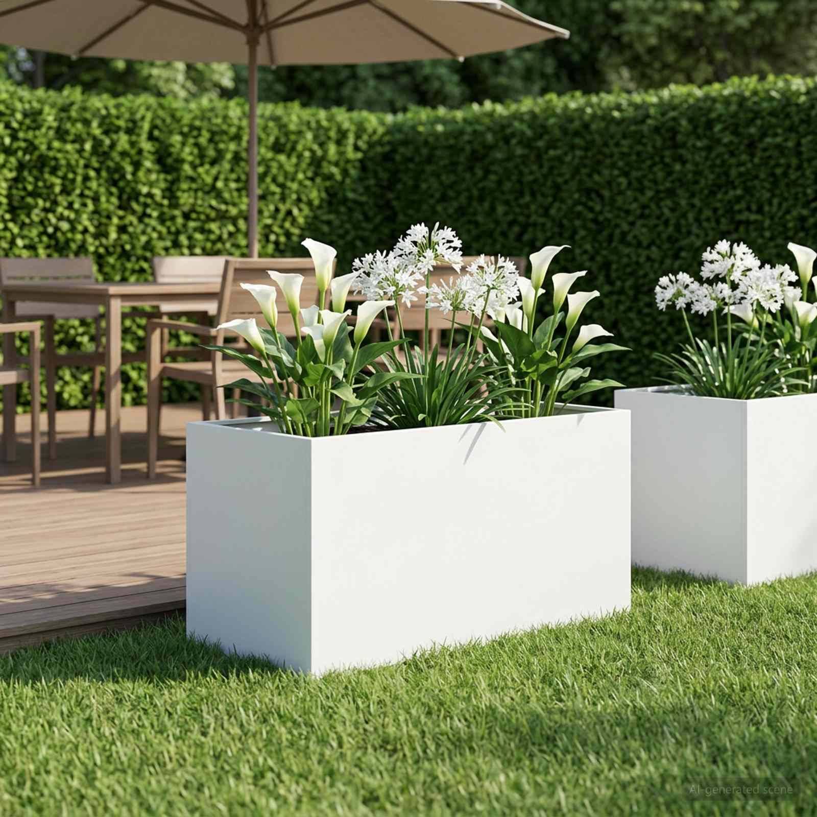 vidaXL Garten-Pflanzgefäß Weiß 80 x 50 x 50 cm Kaltgewalzter Stahl