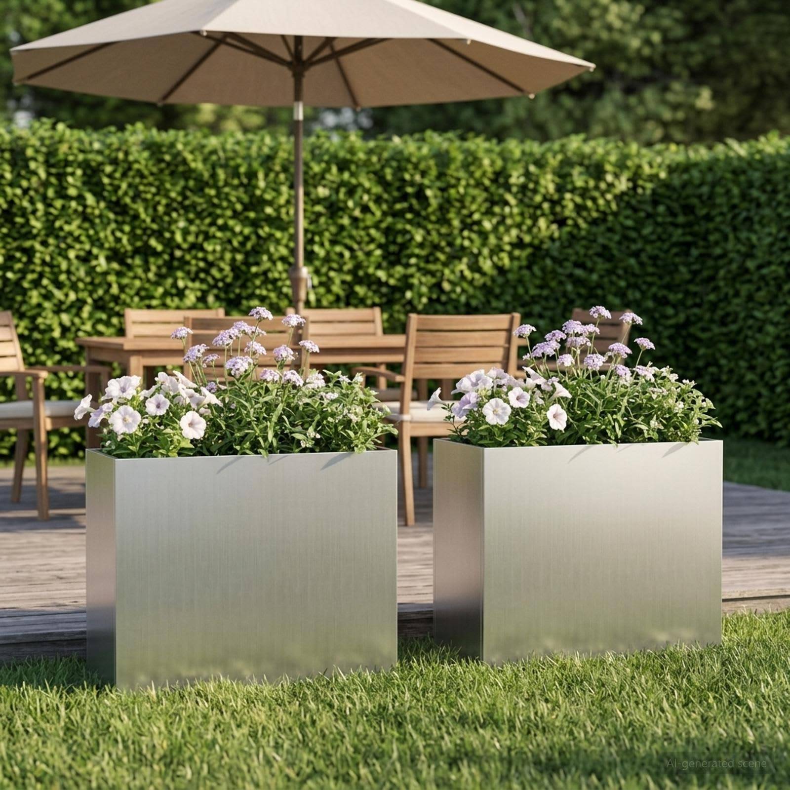 vidaXL Garten-Pflanzgefäß 2 Stk. Silber 50 x 20 x 40 cm