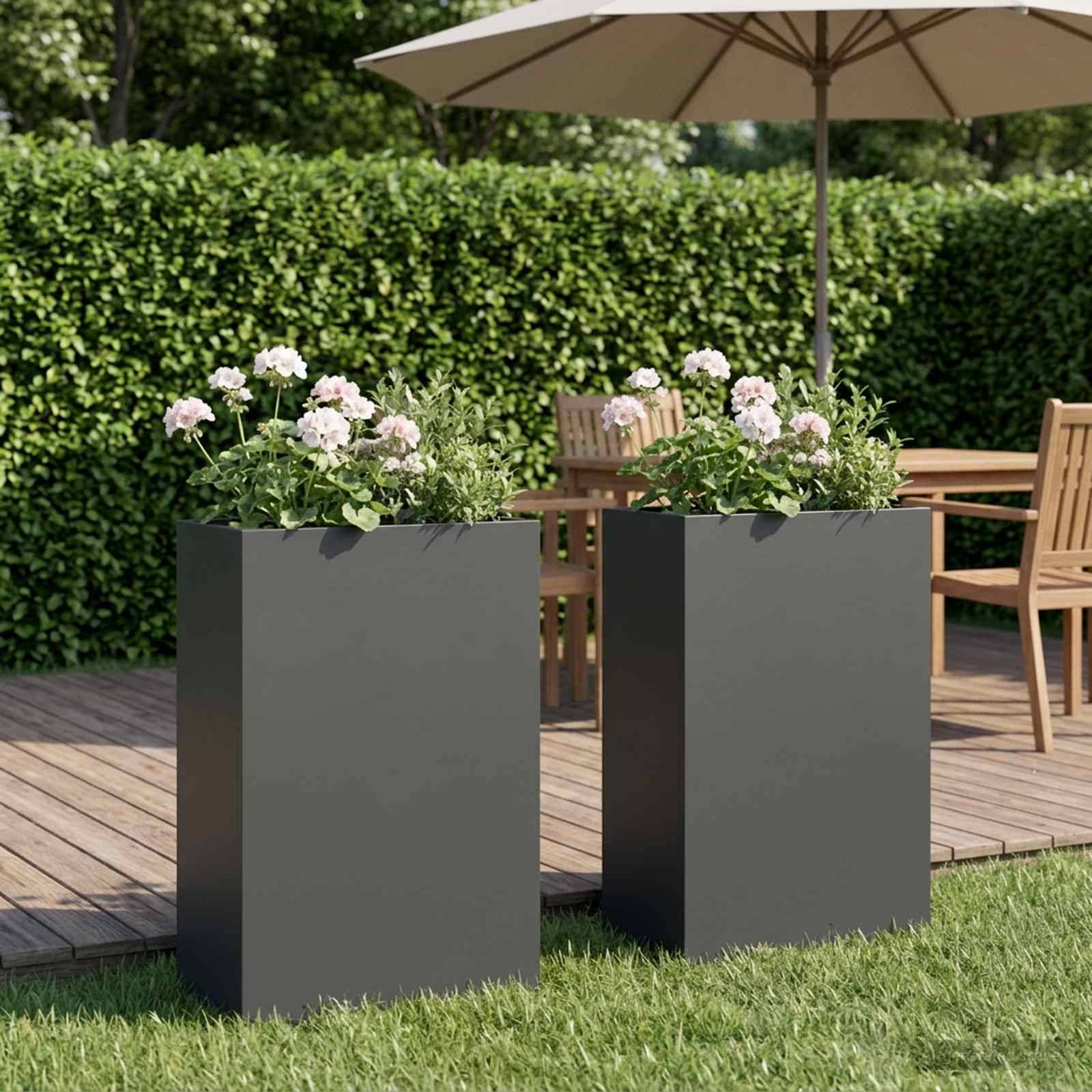 vidaXL Garten-Pflanzgefäß 2 Stk. Anthrazit 50 x 20 x 75 cm