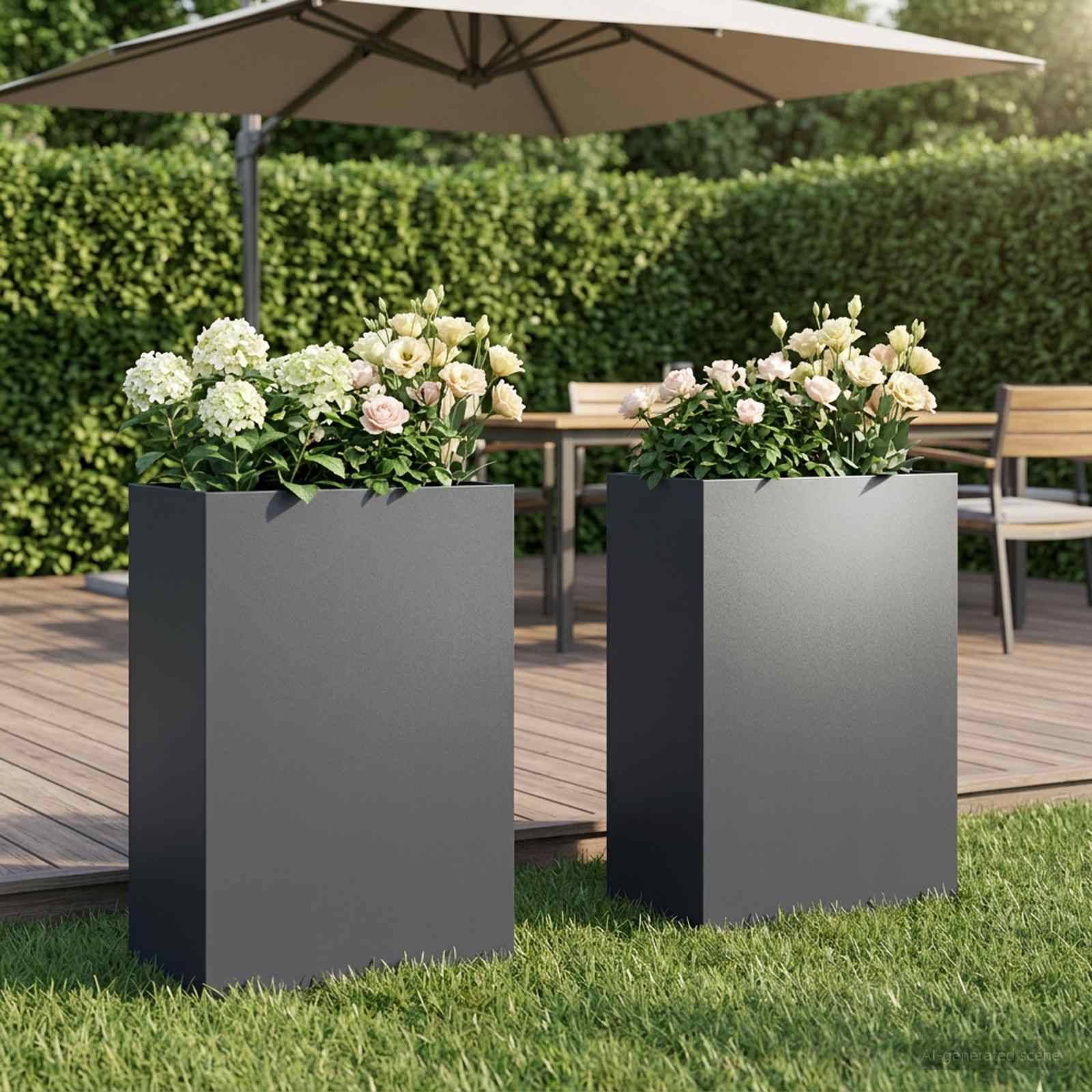 vidaXL Garten-Pflanzgefäß 2 Stk. Anthrazit 50 x 40 x 75 cm