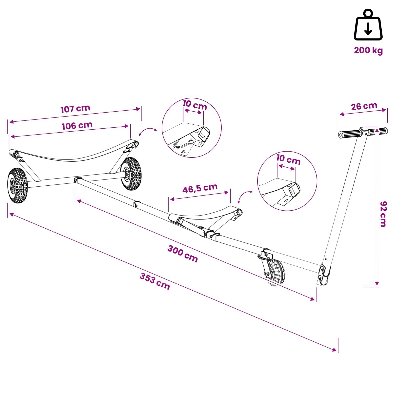 vidaXL Verstellbarer Bootstrailer mit Luftreifen 200 kg Load Silber