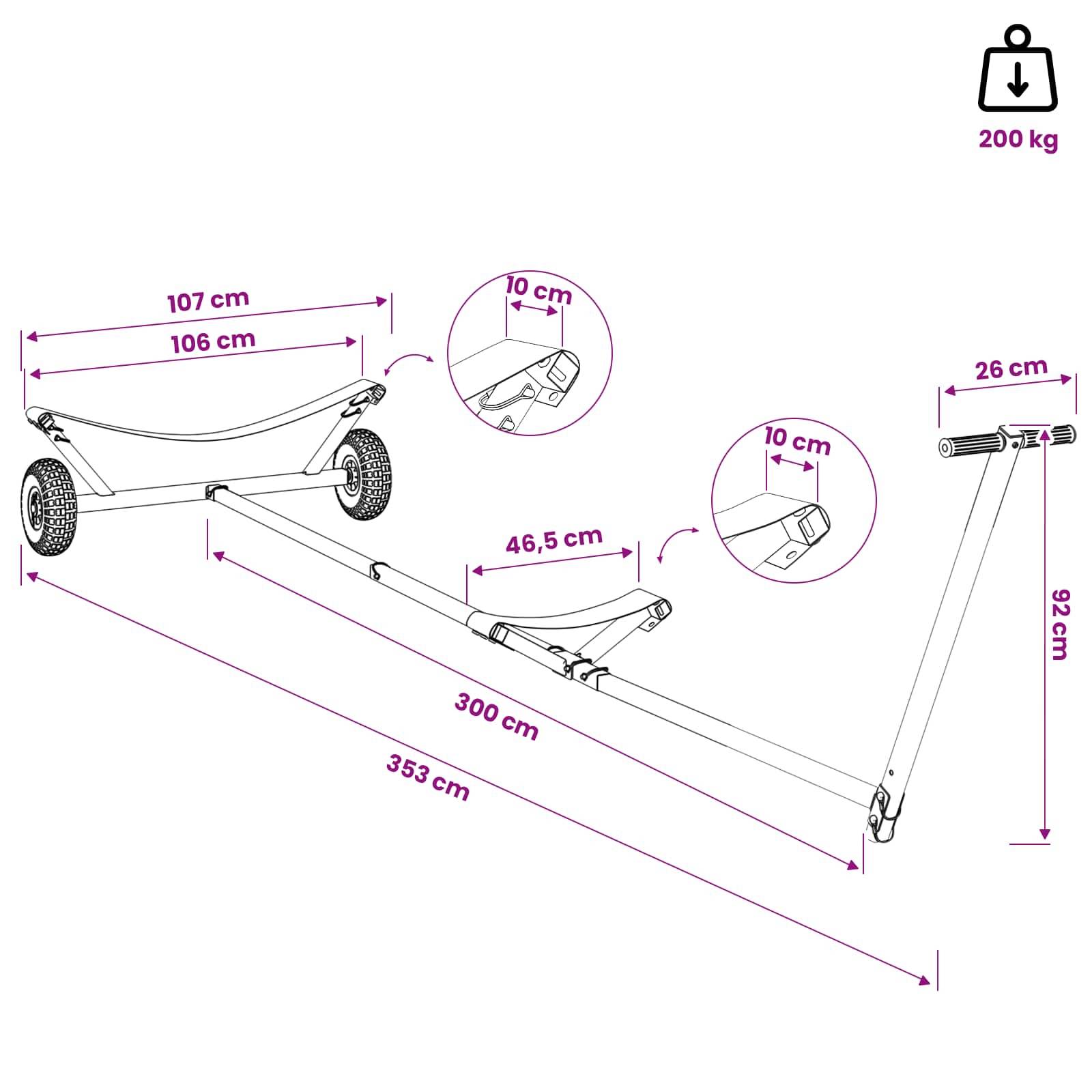 vidaXL Verstellbarer Bootstrailer mit Luftreifen 200 kg Load Silber