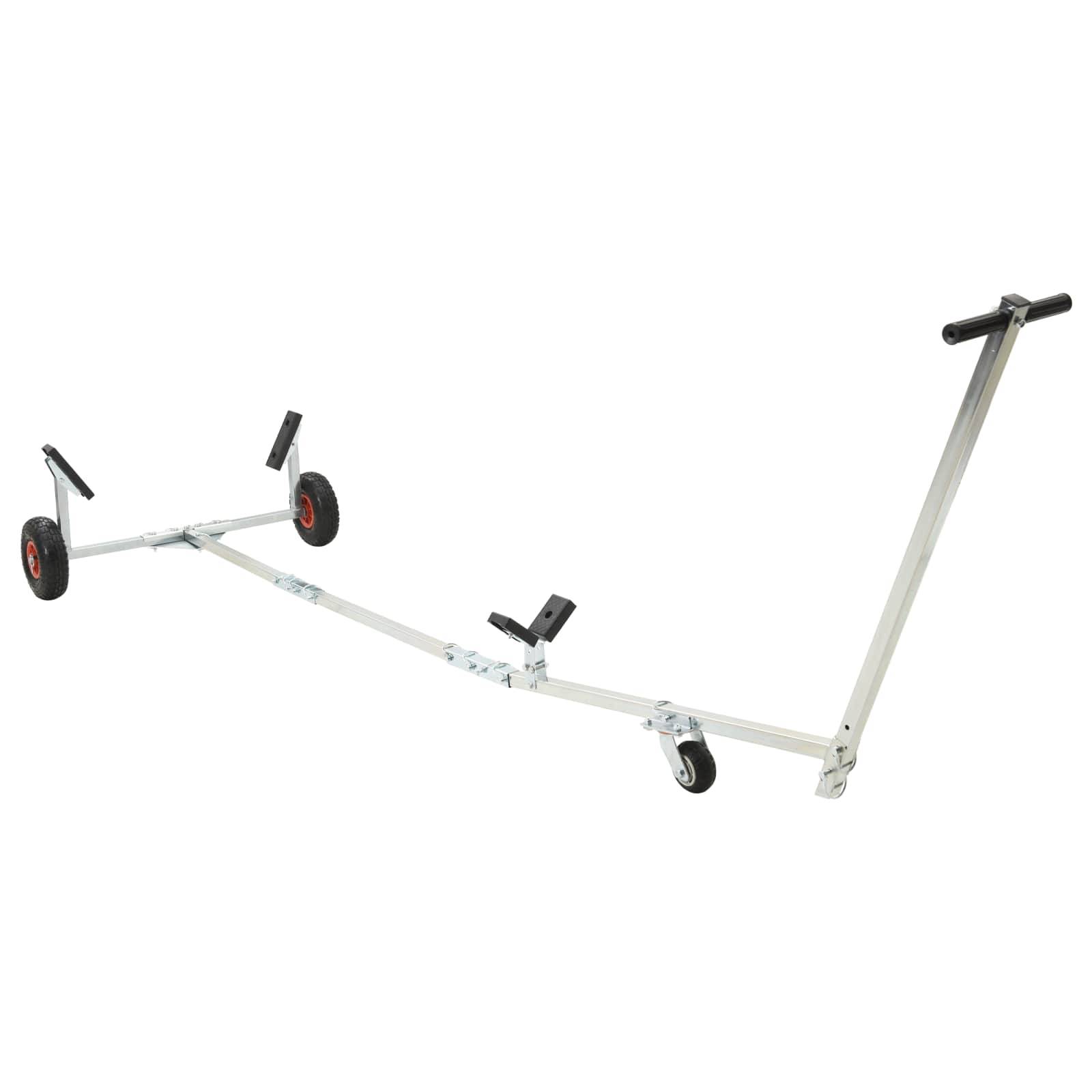 vidaXL Verstellbarer Bootstrailer mit Luftreifen Belastbarkeit 200 kg Silber