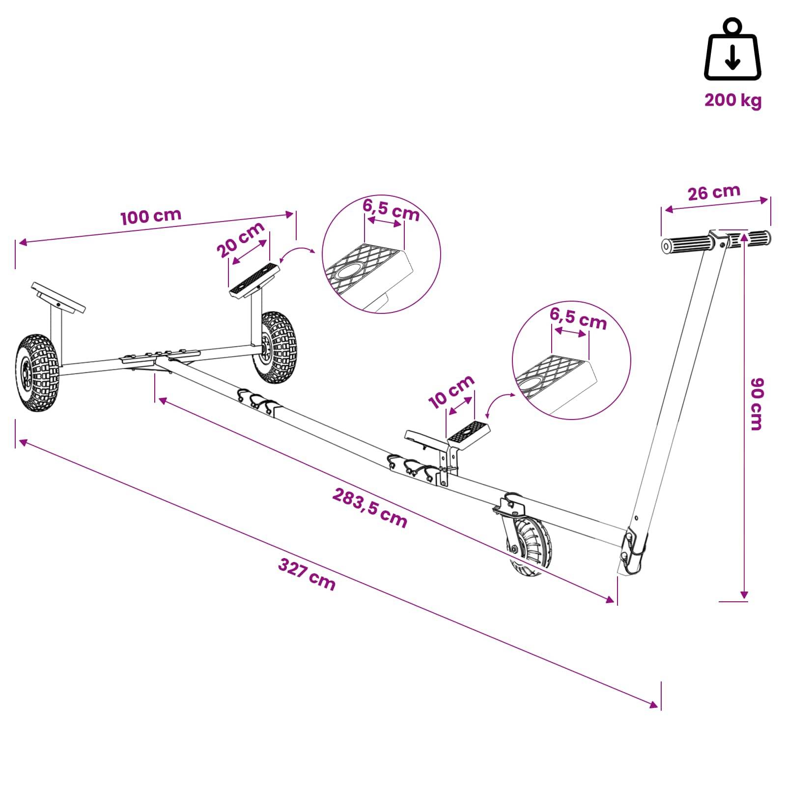 vidaXL Verstellbarer Bootstrailer mit Luftreifen Belastbarkeit 200 kg Silber