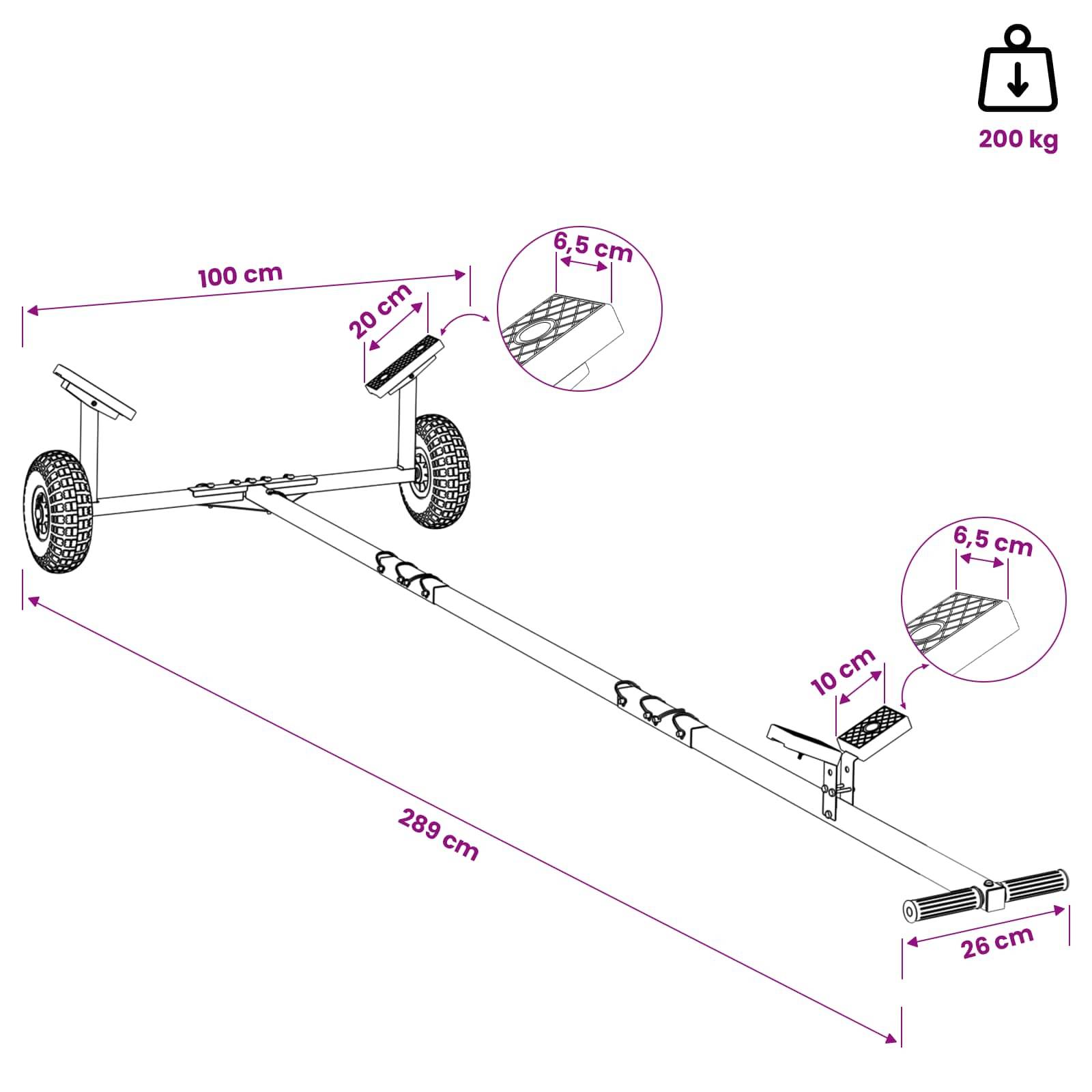 vidaXL Verstellbarer Bootstrailer mit Luftreifen 200 kg Load Silber