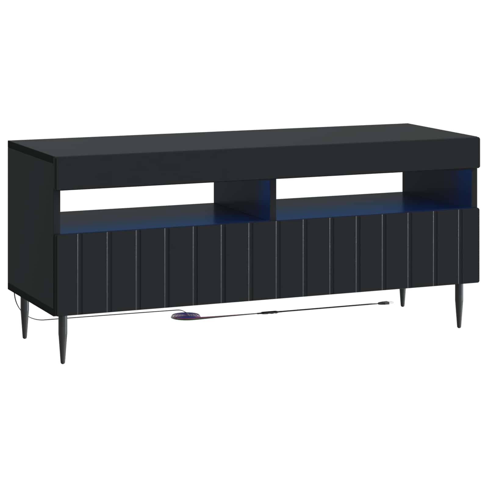 vidaXL 5-teiliges LED TV Schrank Schwarz Holzwerkstoff
