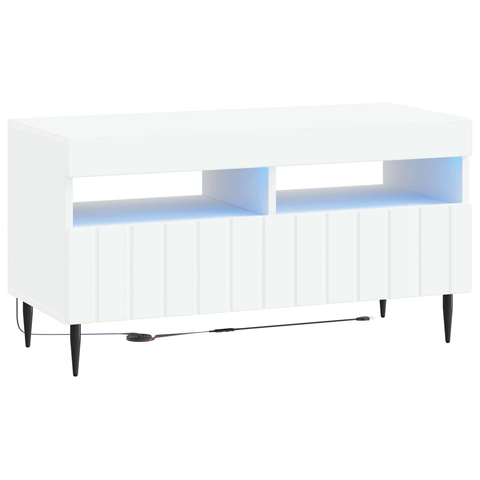 vidaXL LED-TV-Schrank Weiß Holzwerkstoff