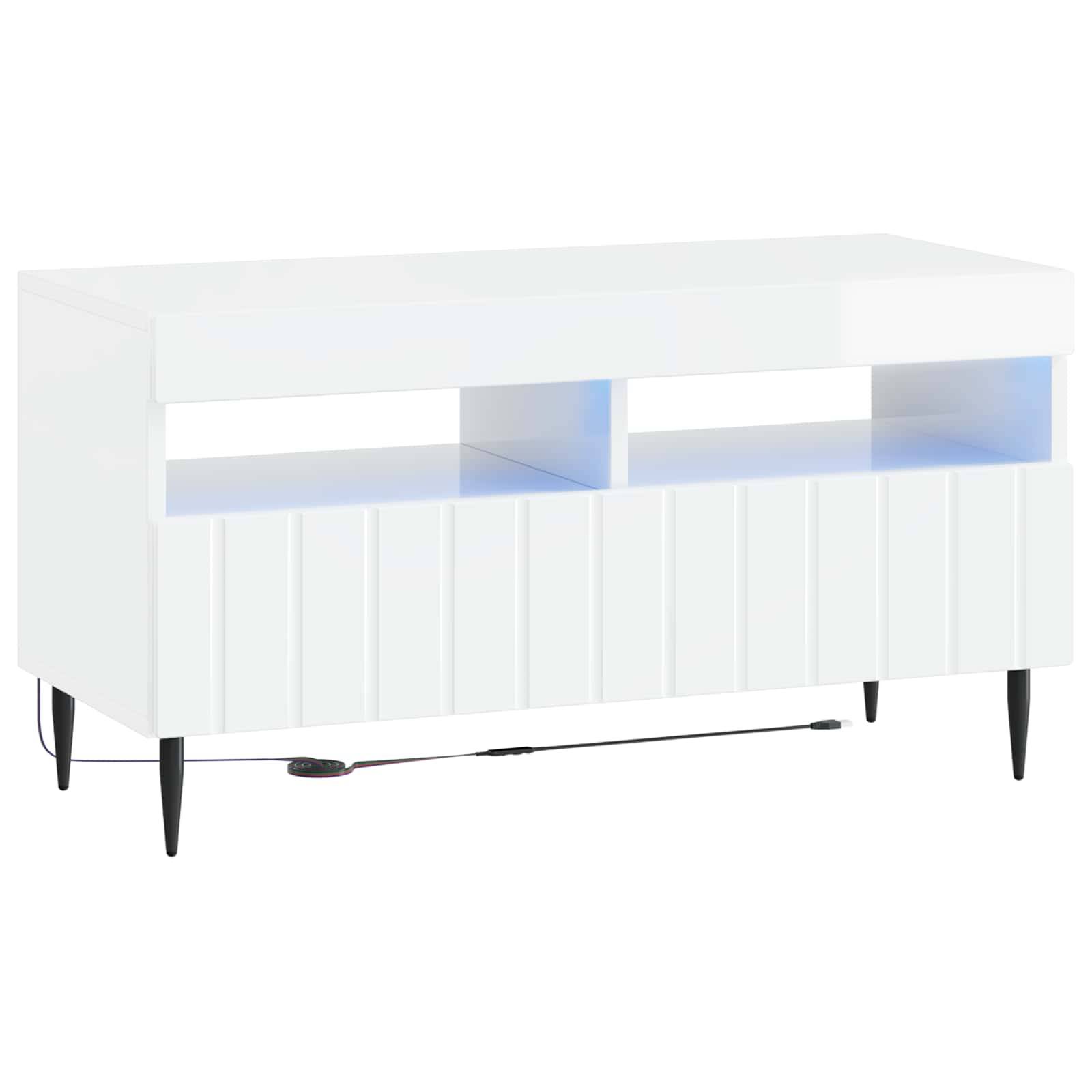 vidaXL LED-TV-Schrank Hochglanz Weiß Holzwerkstoff