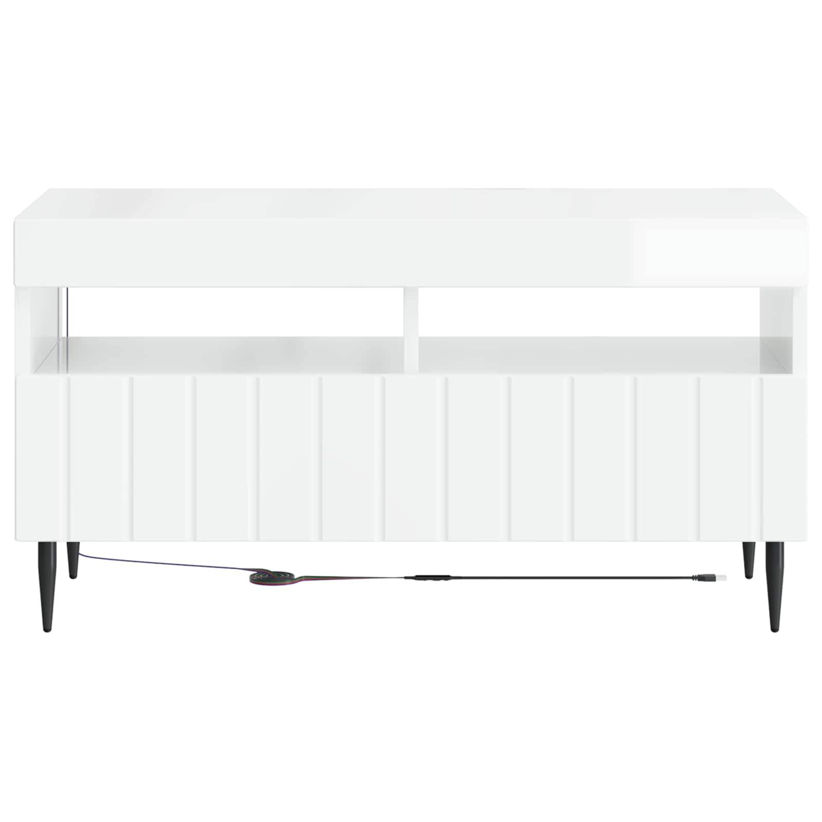 vidaXL LED-TV-Schrank Hochglanz Weiß Holzwerkstoff