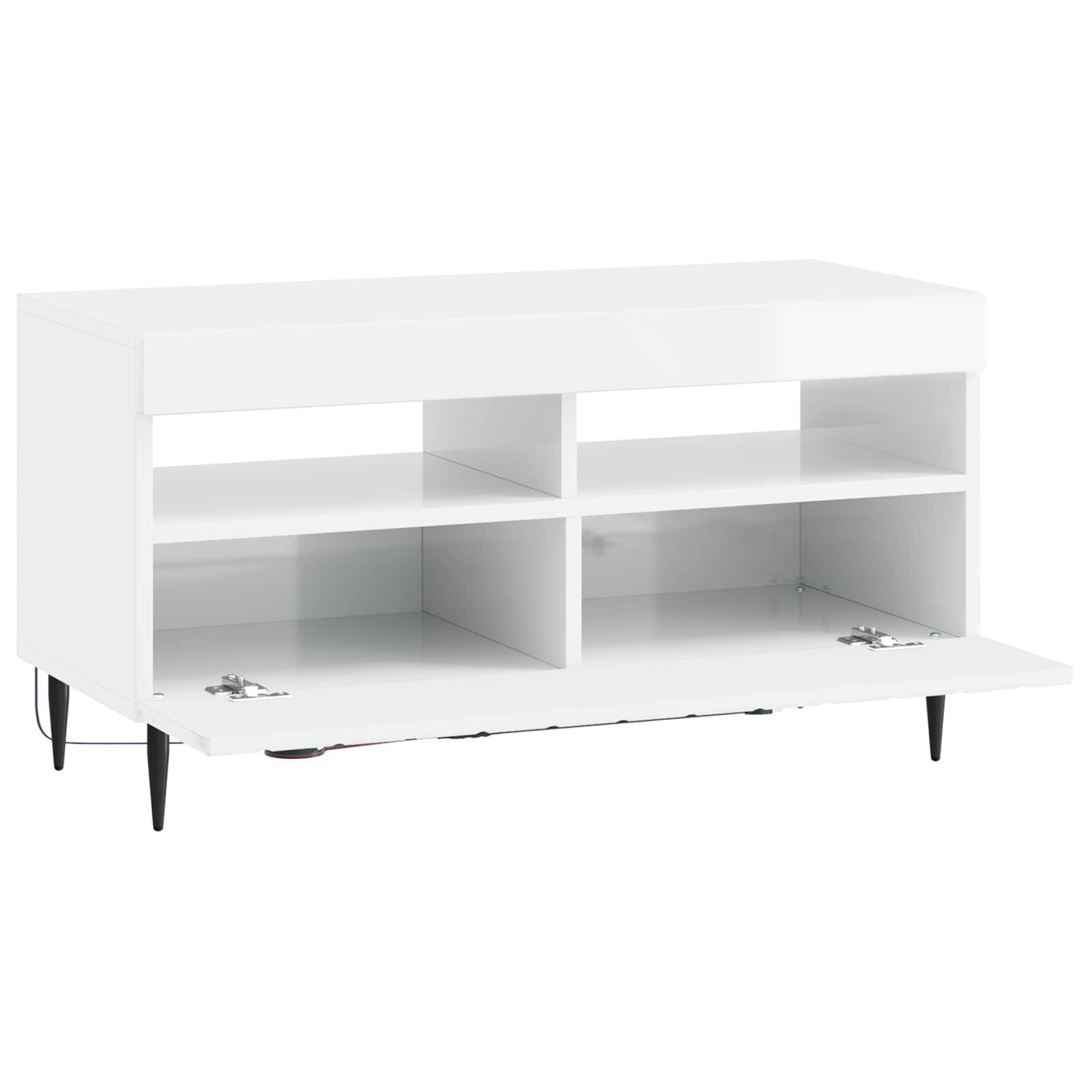 vidaXL LED-TV-Schrank Hochglanz Weiß Holzwerkstoff
