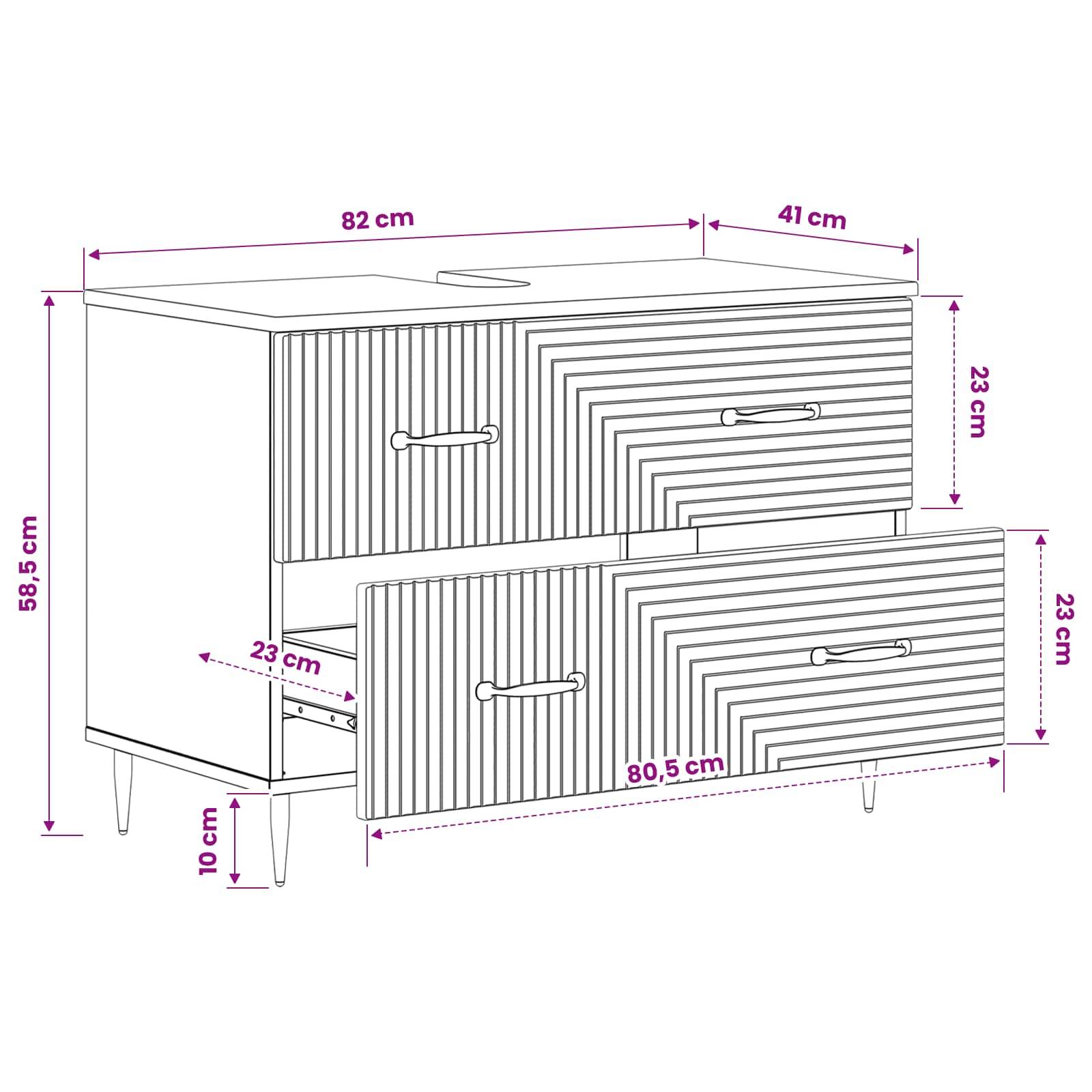 vidaXL Waschbeckenschrank HAARLEM Weiß 82 x 41 x 58,5 cm Holzwerkstoff