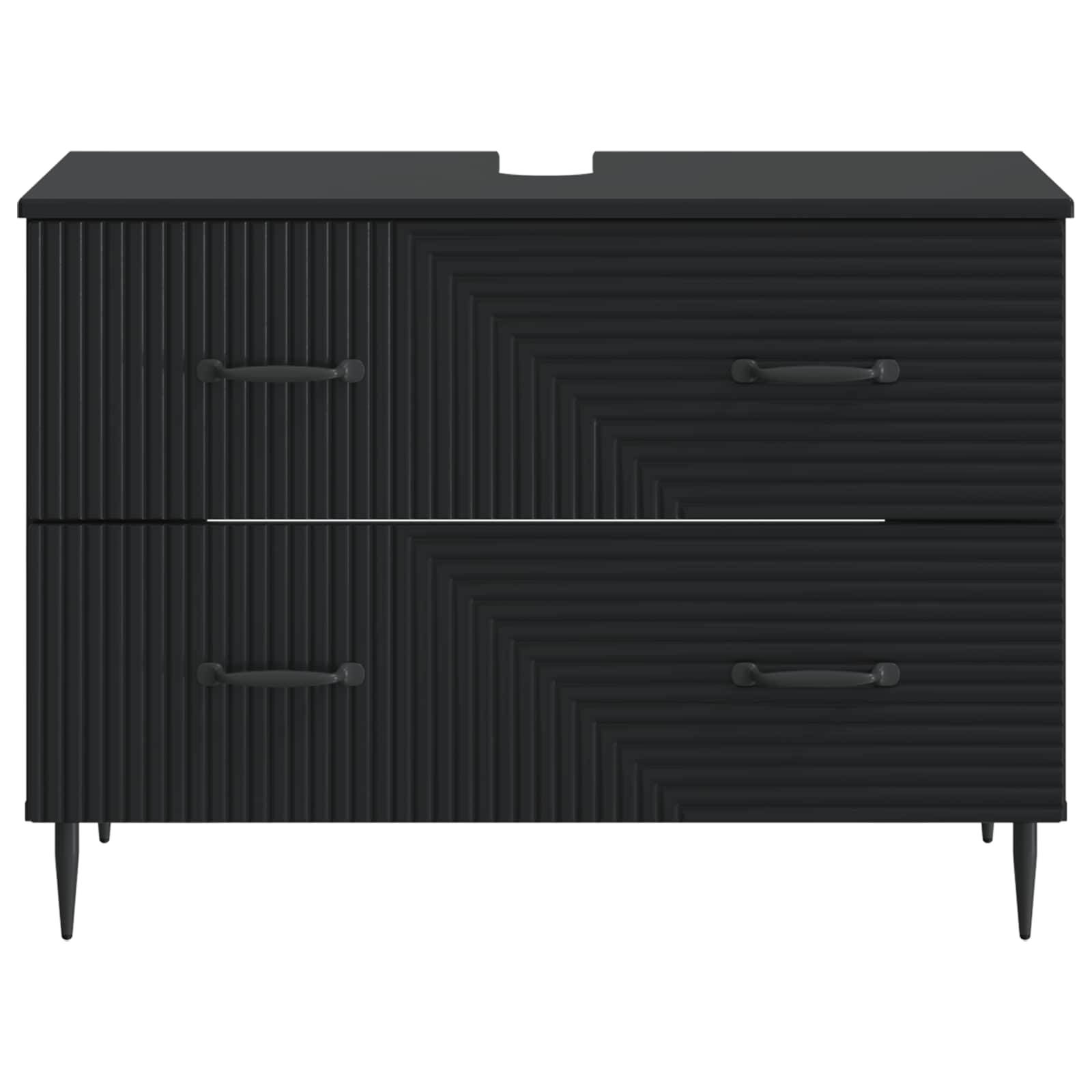 vidaXL Waschbeckenschrank HAARLEM Schwarz 82 x 41 x 58,5 cm