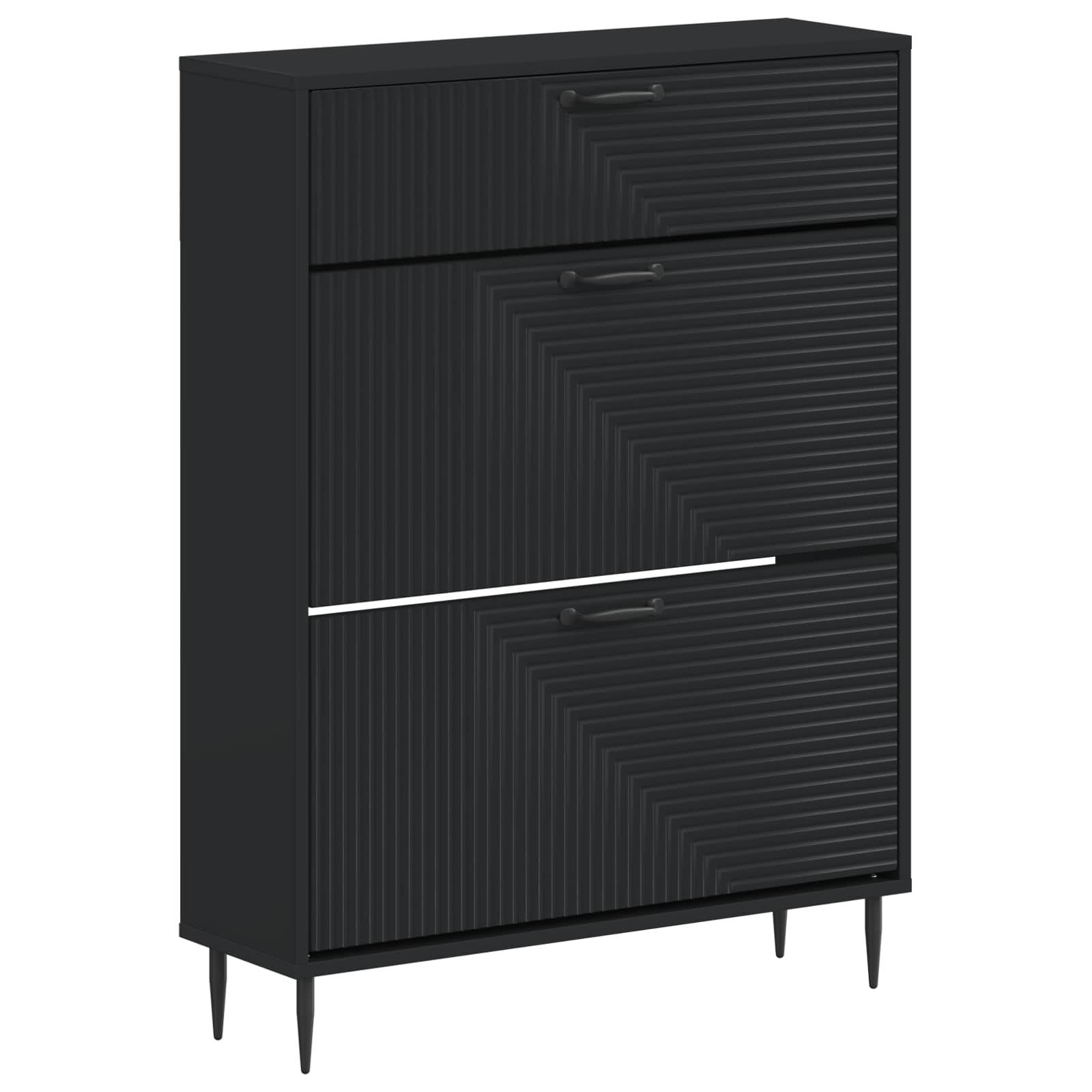 vidaXL Schuhschrank HAARLEM 78 x 24 x 103 cm Holzwerkstoff Schwarz