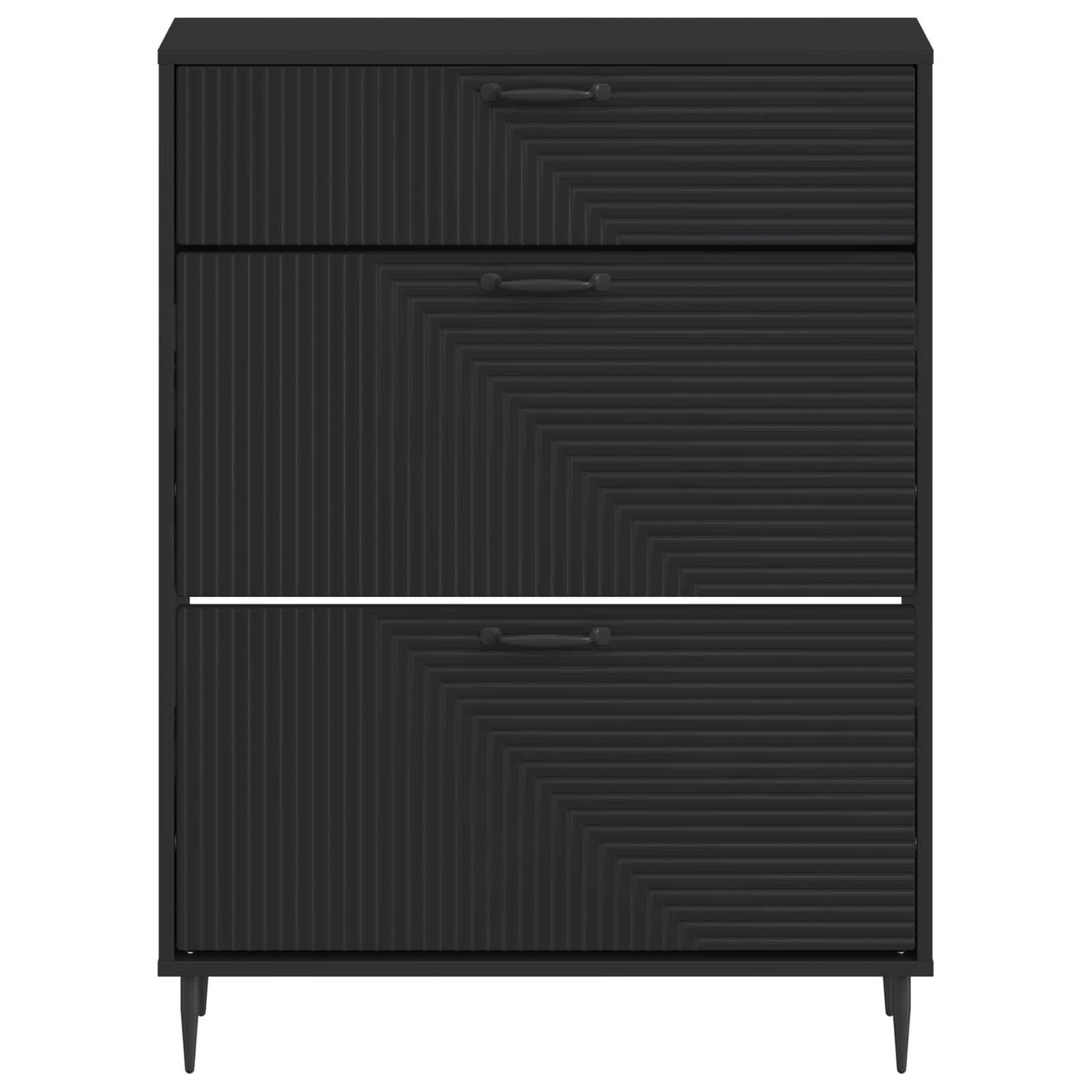 vidaXL Schuhschrank HAARLEM 78 x 24 x 103 cm Holzwerkstoff Schwarz