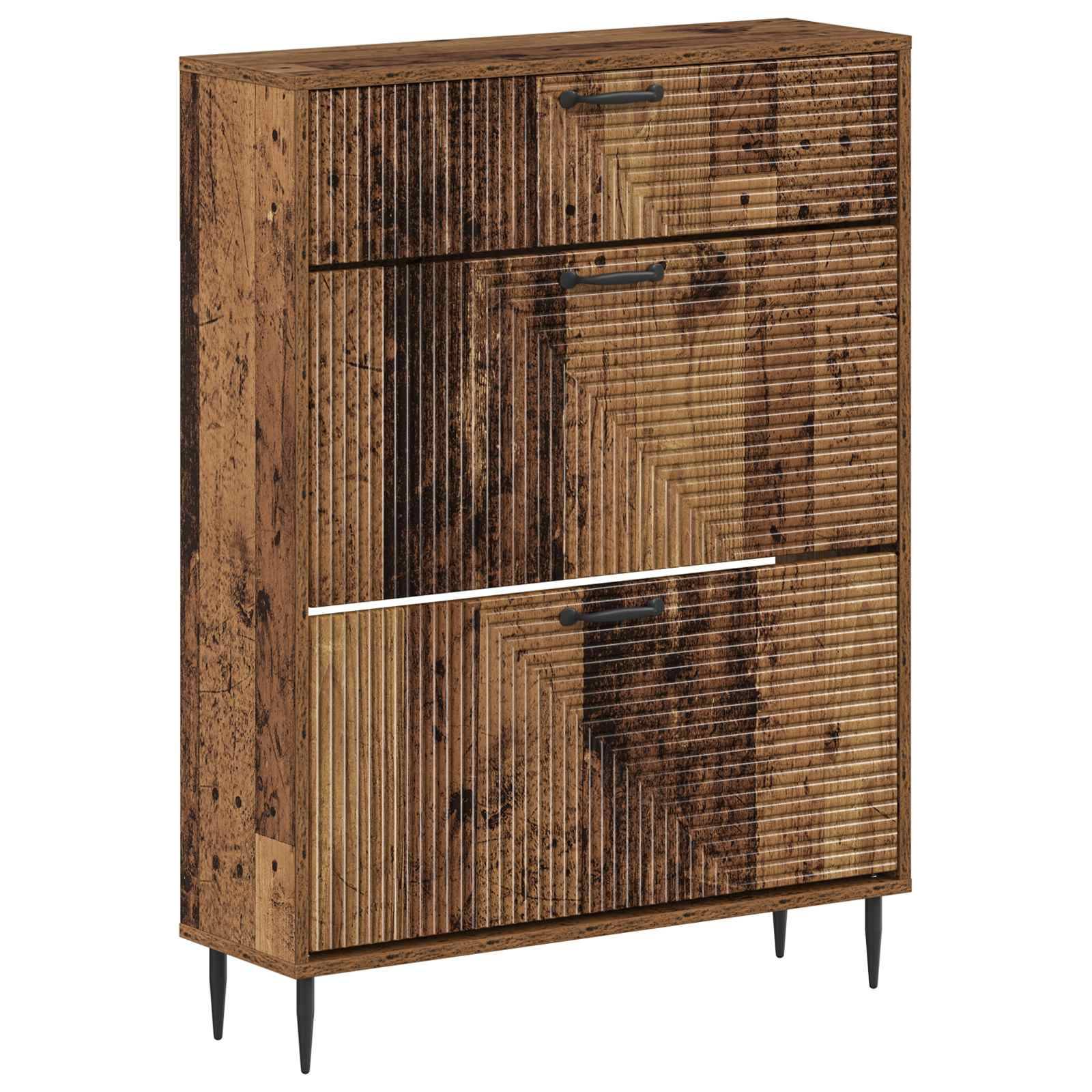 vidaXL Schuhschrank HAARLEM 78 x 24 x 103 cm Holzwerkstoff Altholz