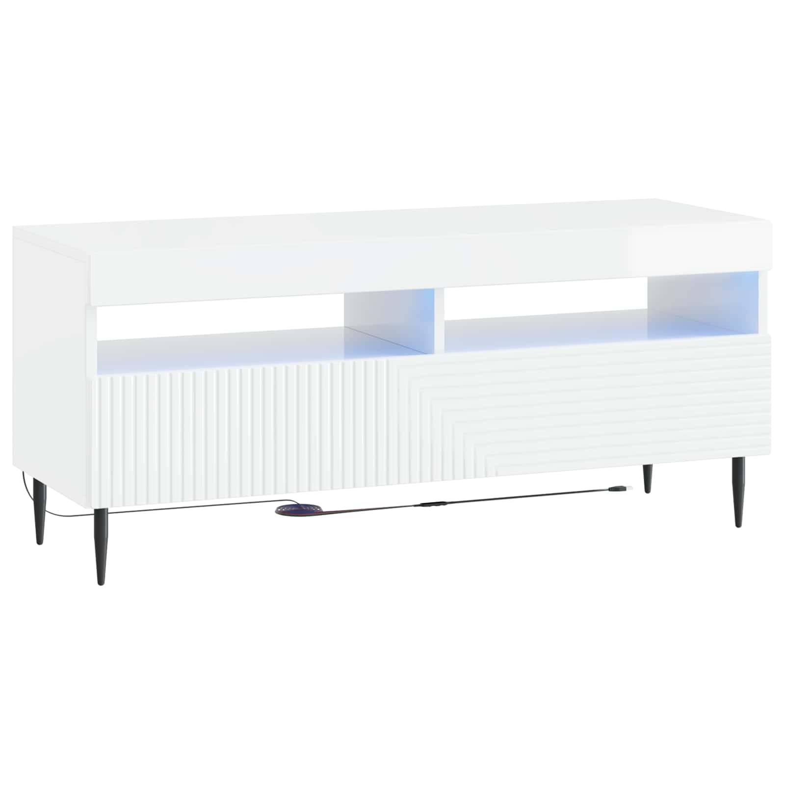 vidaXL LED-TV-Schrank Hochglanz Weiß Holzwerkstoff