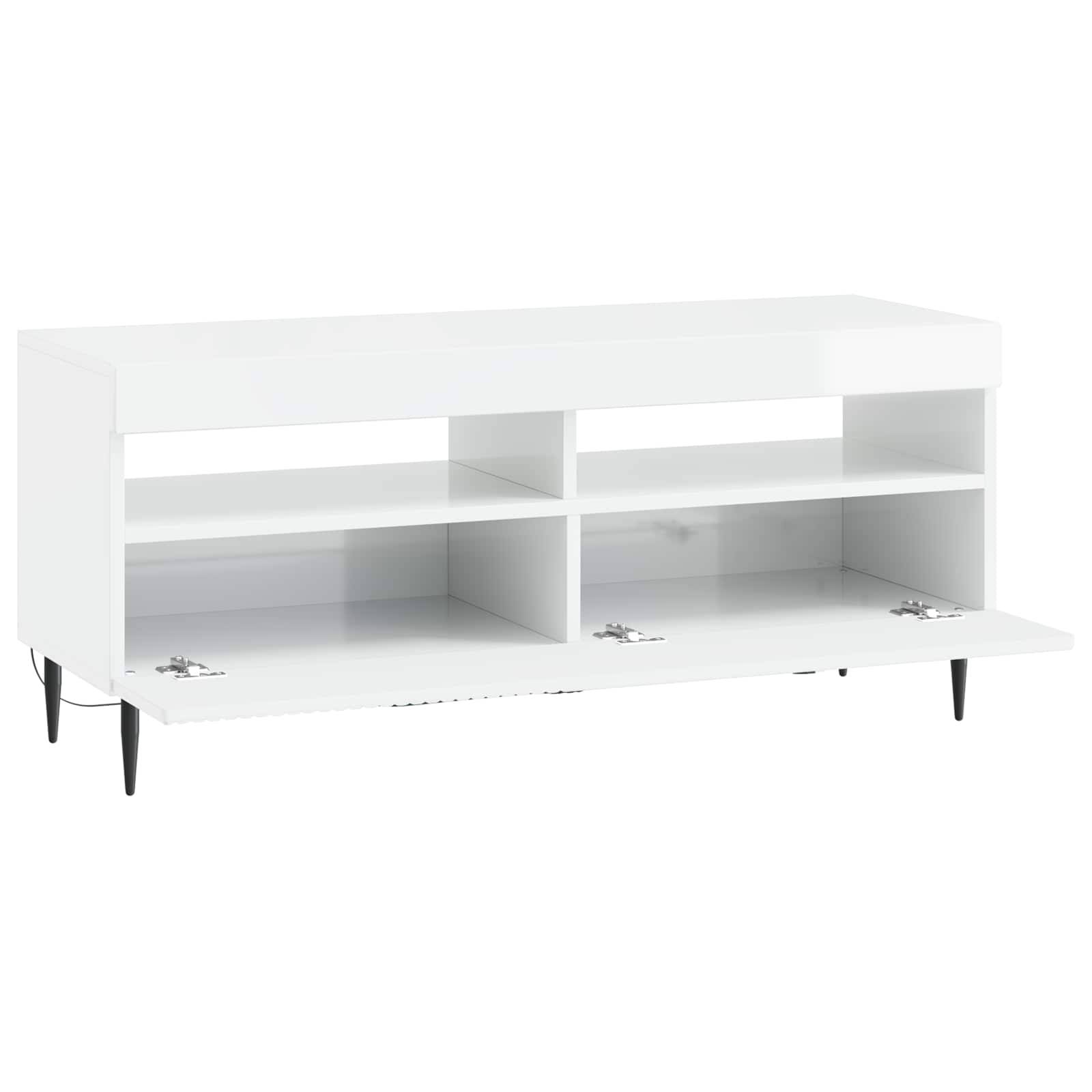 vidaXL LED-TV-Schrank Hochglanz Weiß Holzwerkstoff