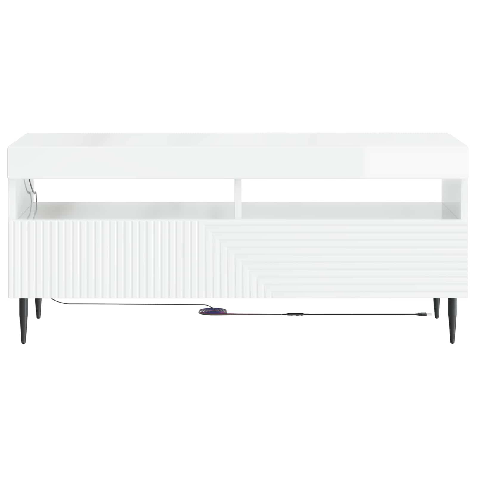vidaXL LED-TV-Schrank Hochglanz Weiß Holzwerkstoff
