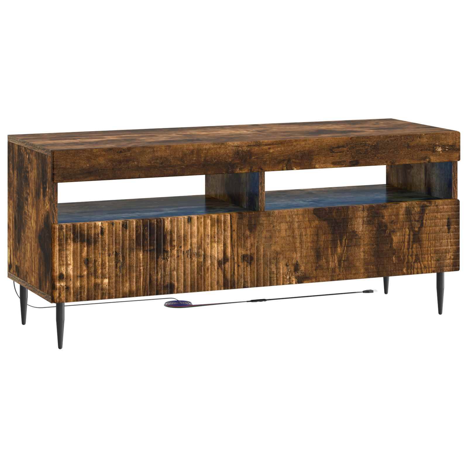 vidaXL 3-teiliges LED TV Regal Raucheiche Holzwerkstoff