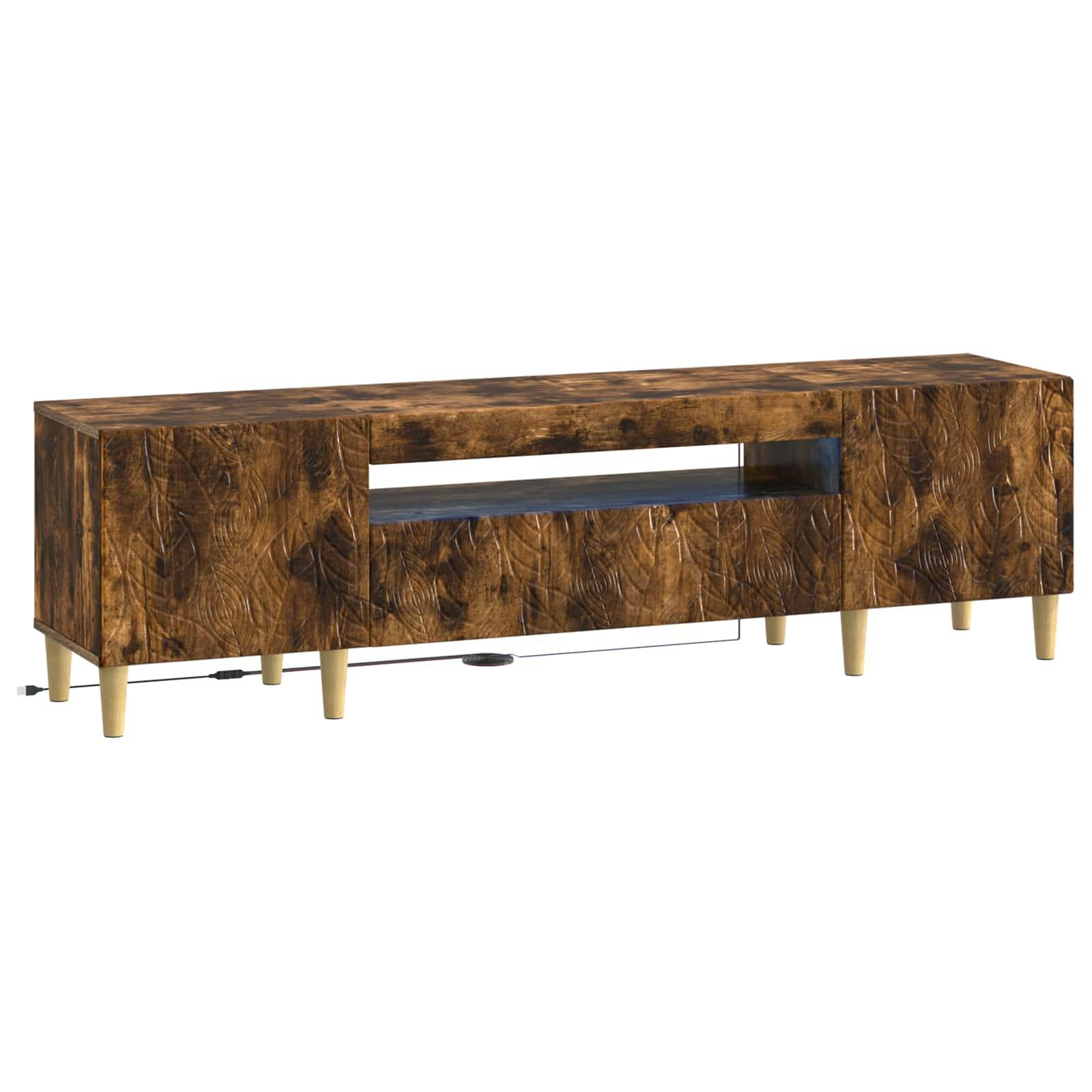 vidaXL LED-TV-Schrank Raucheiche Holzwerkstoff