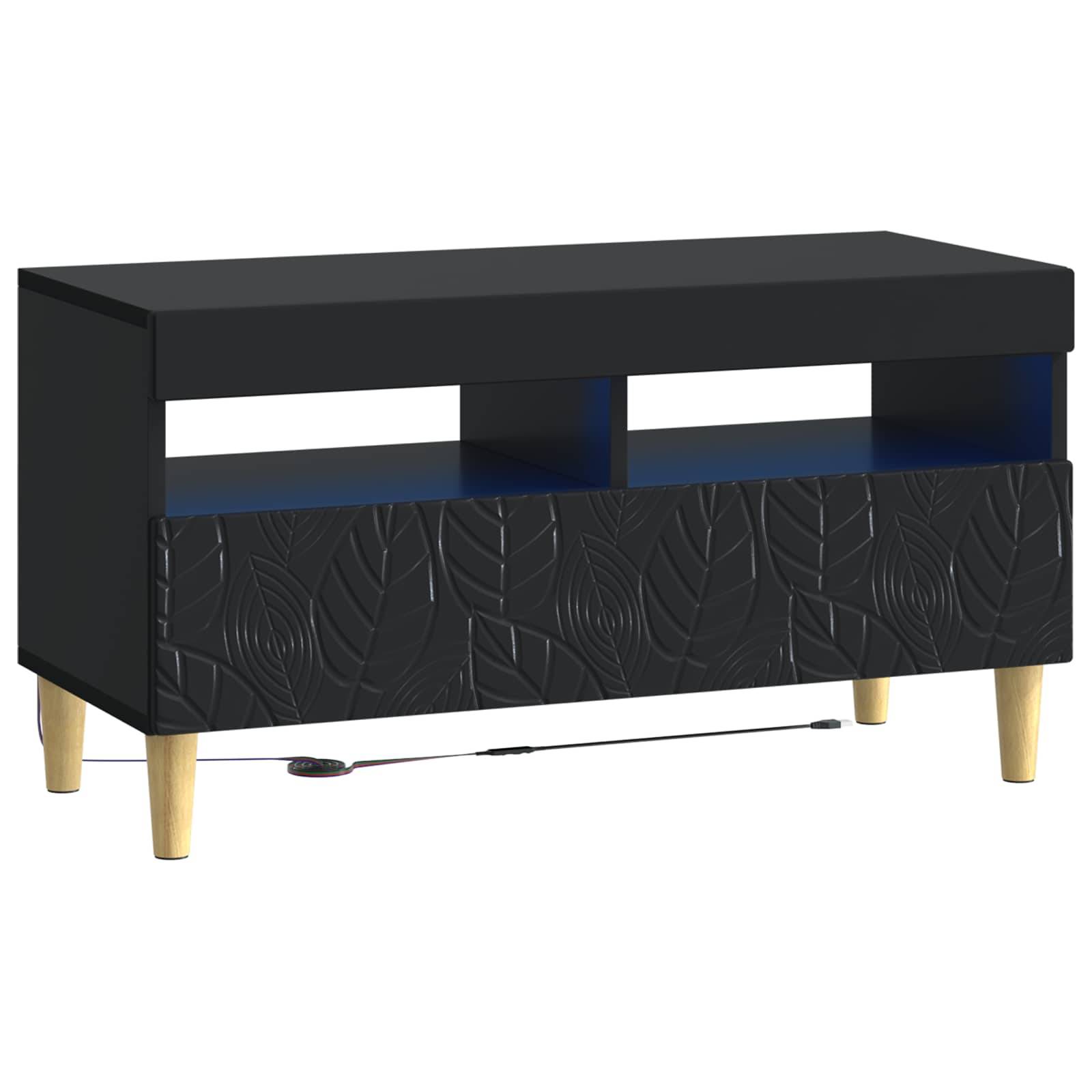 vidaXL 5-teiliges LED TV Schrank Schwarz Holzwerkstoff