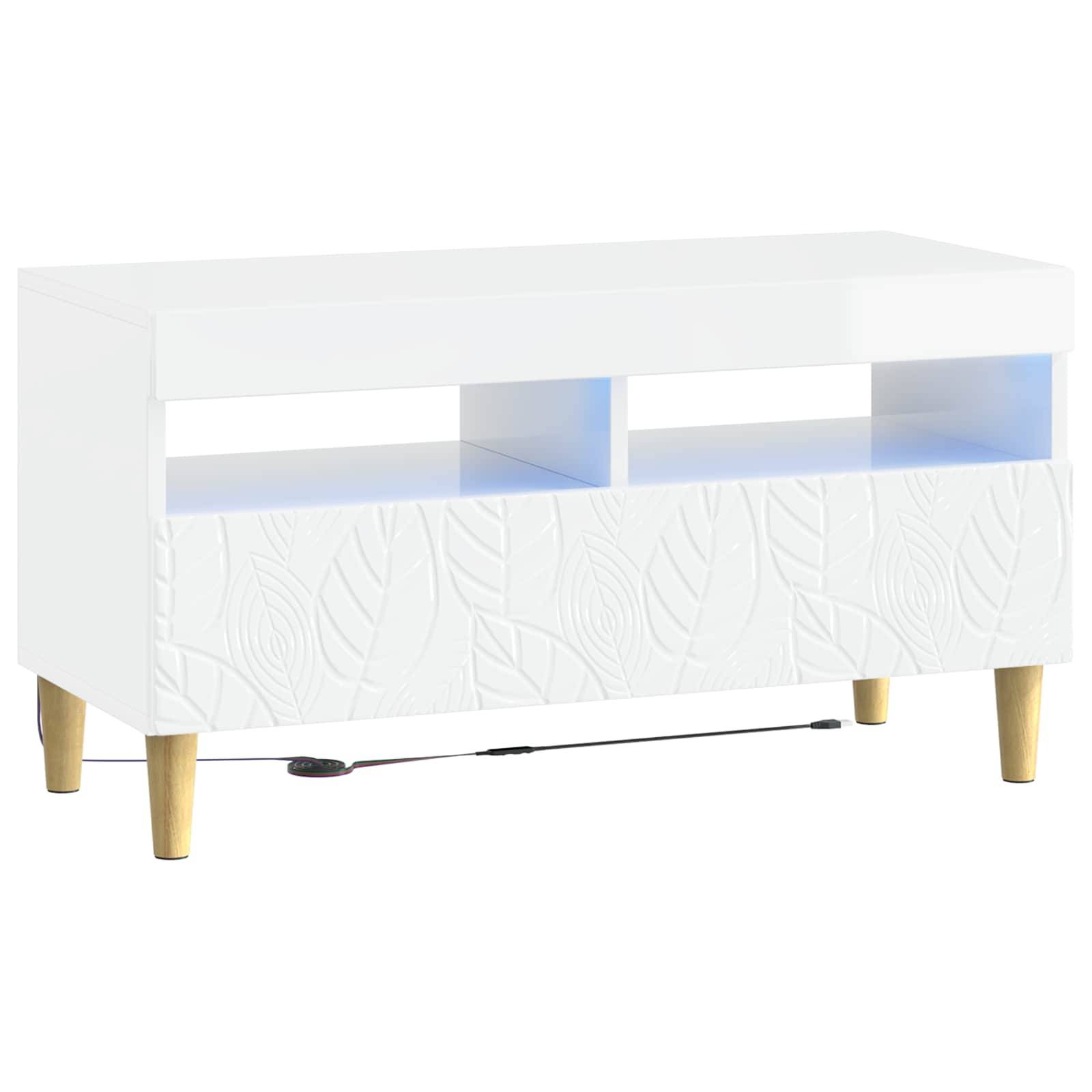 vidaXL LED-TV-Schrank Hochglanz Weiß Holzwerkstoff