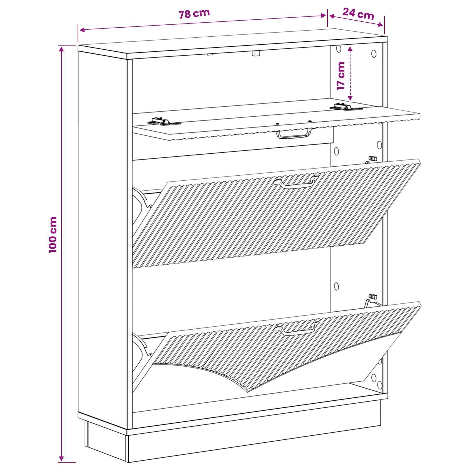 vidaXL Schuhschrank HOORN 78 x 24 x 100 cm Holzwerkstoff Weiß