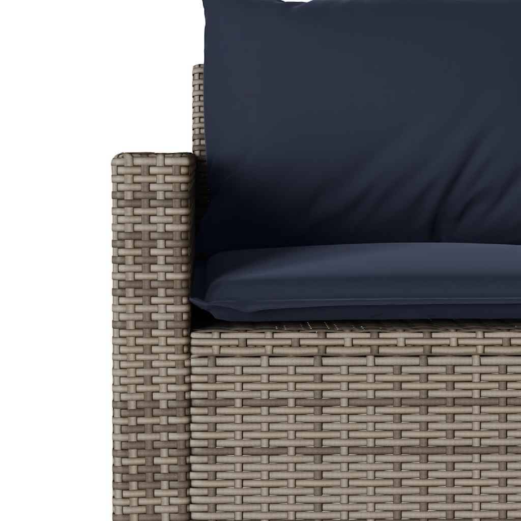 vidaXL 2-tlg. Garten-Essgruppe mit Kissen Grau Poly Rattan